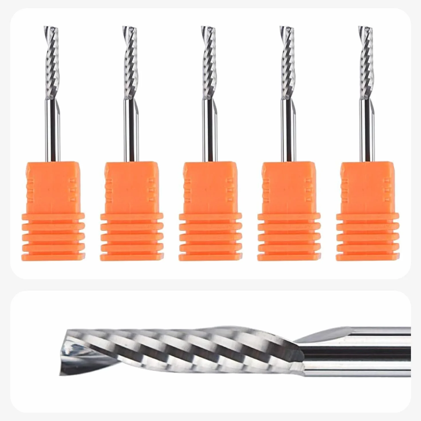 SpeTool 5pcs Fresas Aluminio CNC Carburo Tungsteno 1-Flauta 3,175mm x 15mm Fresa Punta