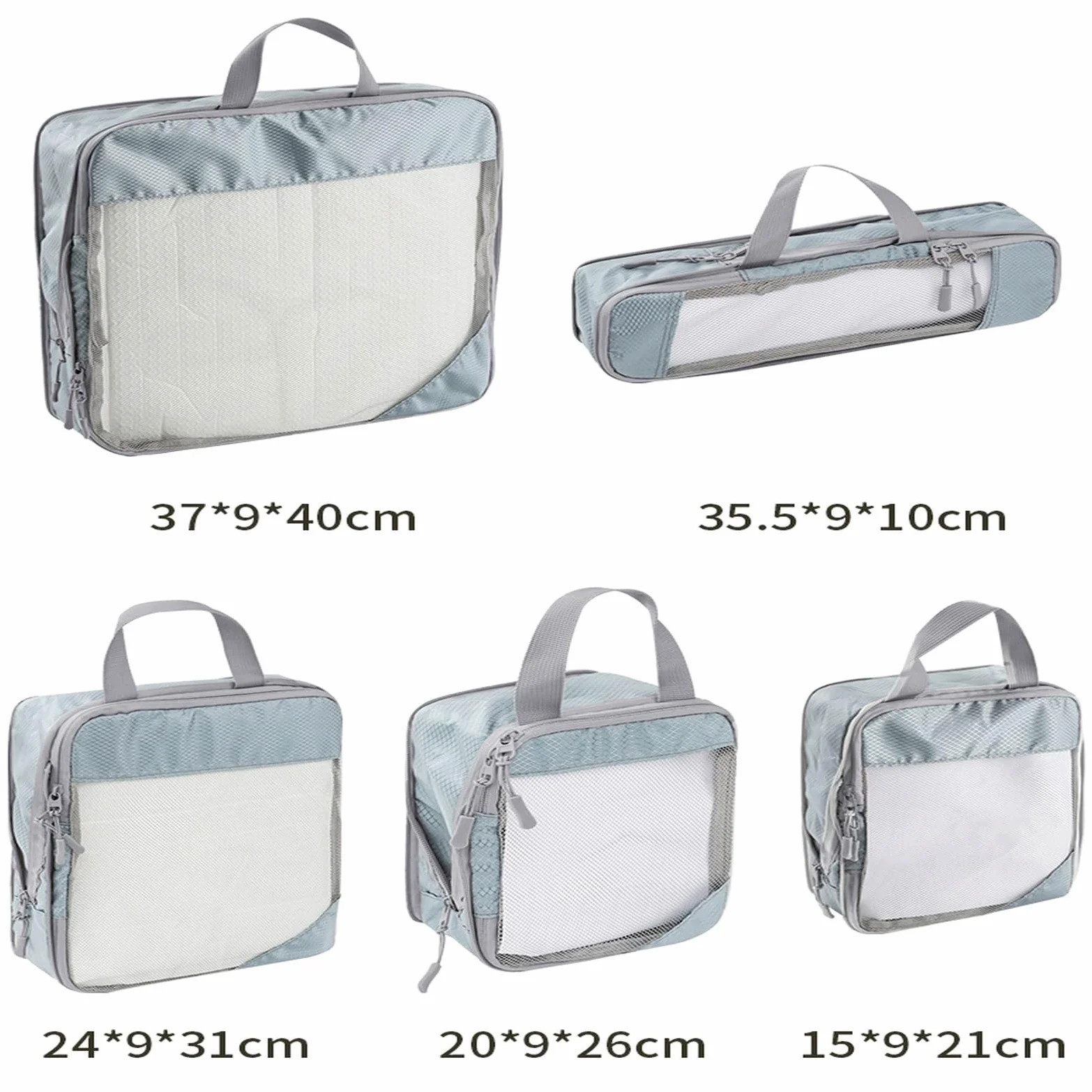 Cubos de Embalaje 5 6 Piezas Organizador de Equipaje portátil de Viaje Bolsas de Almacenamiento Bolsas de Zapatos de Embalaje de compresión con Malla Bolsa de Bolso Plegable Ligera-5