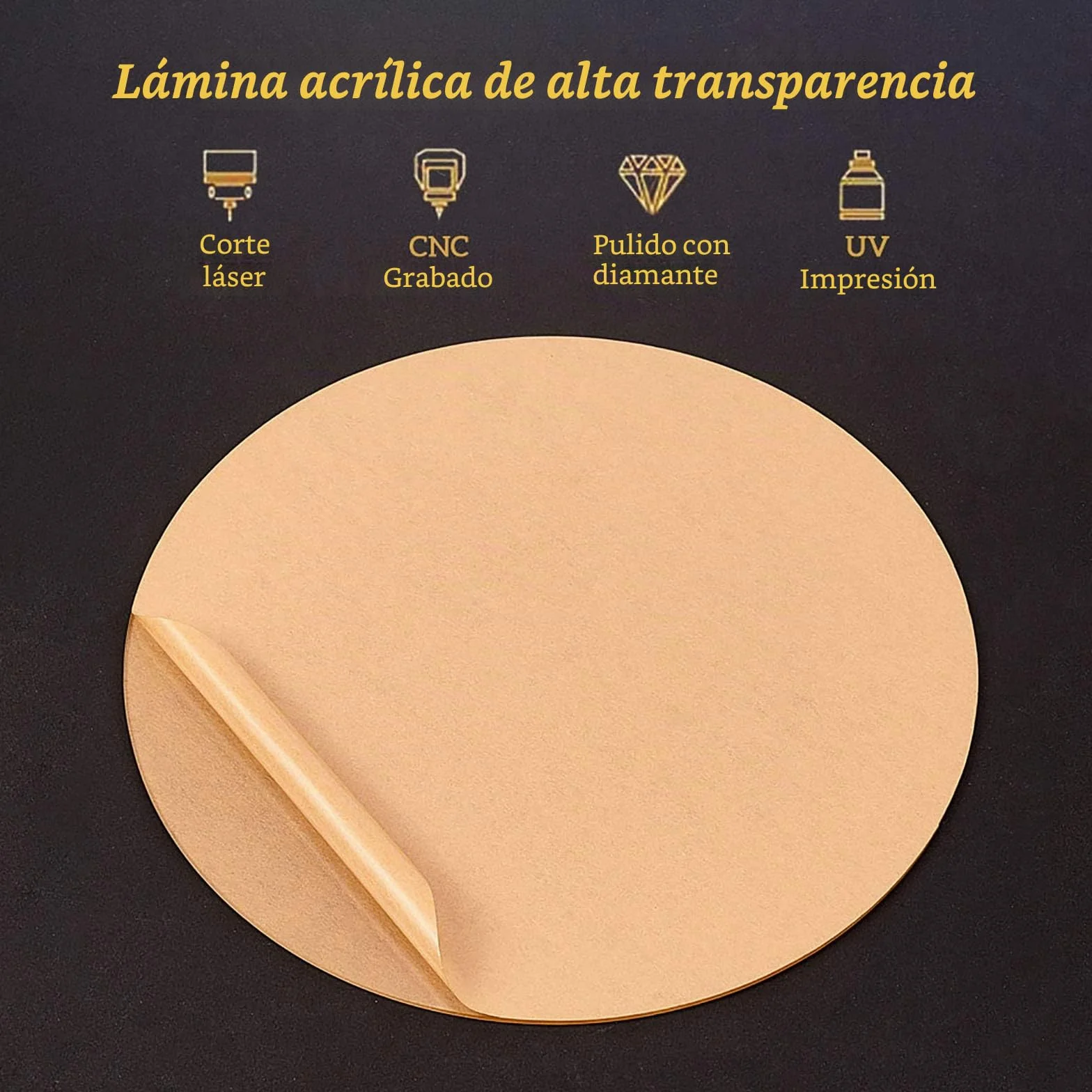 BENECREAT Panel Redondo de Acrílico 3mm Transparente 300mm Diámetro Placa