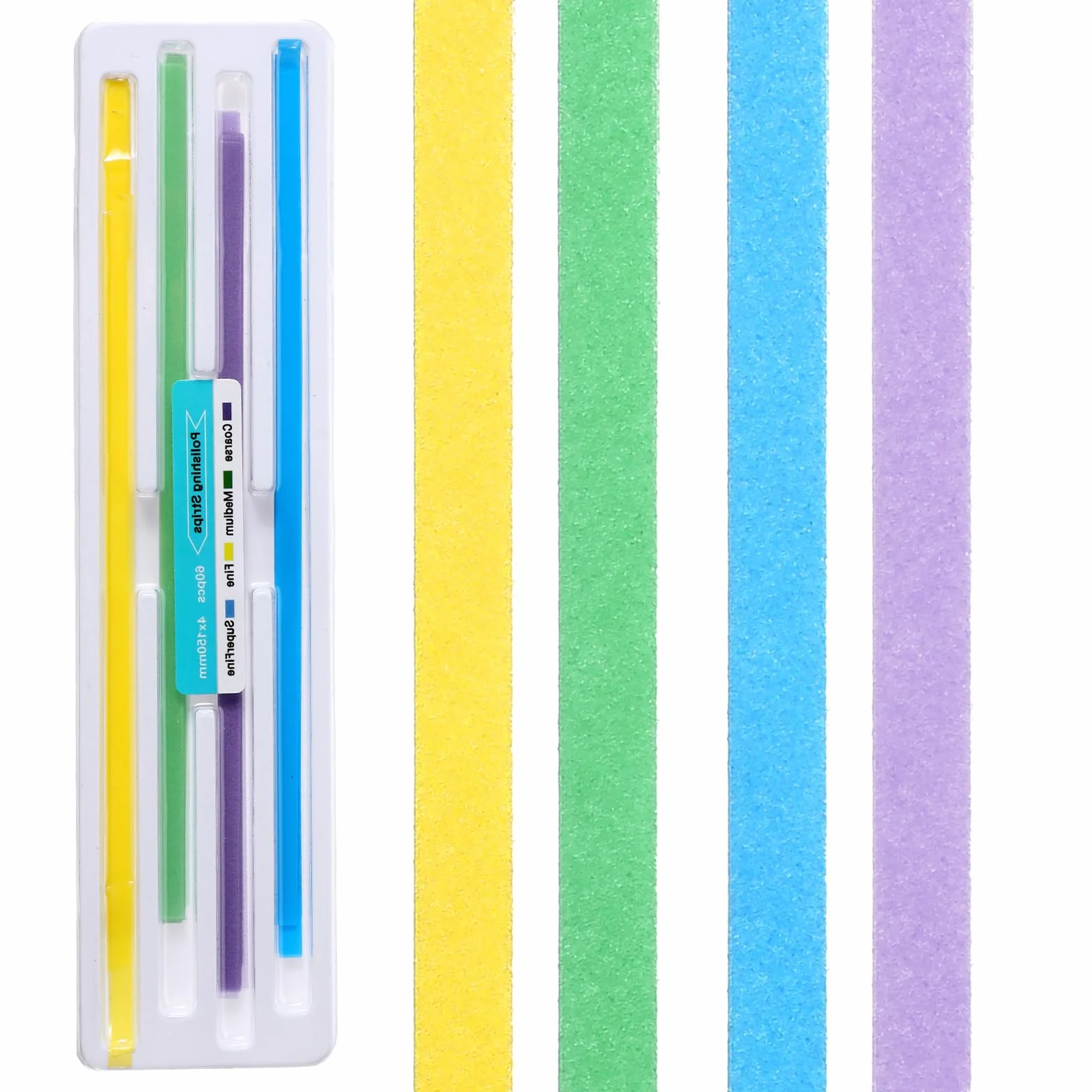 Qianyu 60 tiras de pulido dental, herramienta de lijado dental 4 mm x 150 mm, tiras abrasivas universales