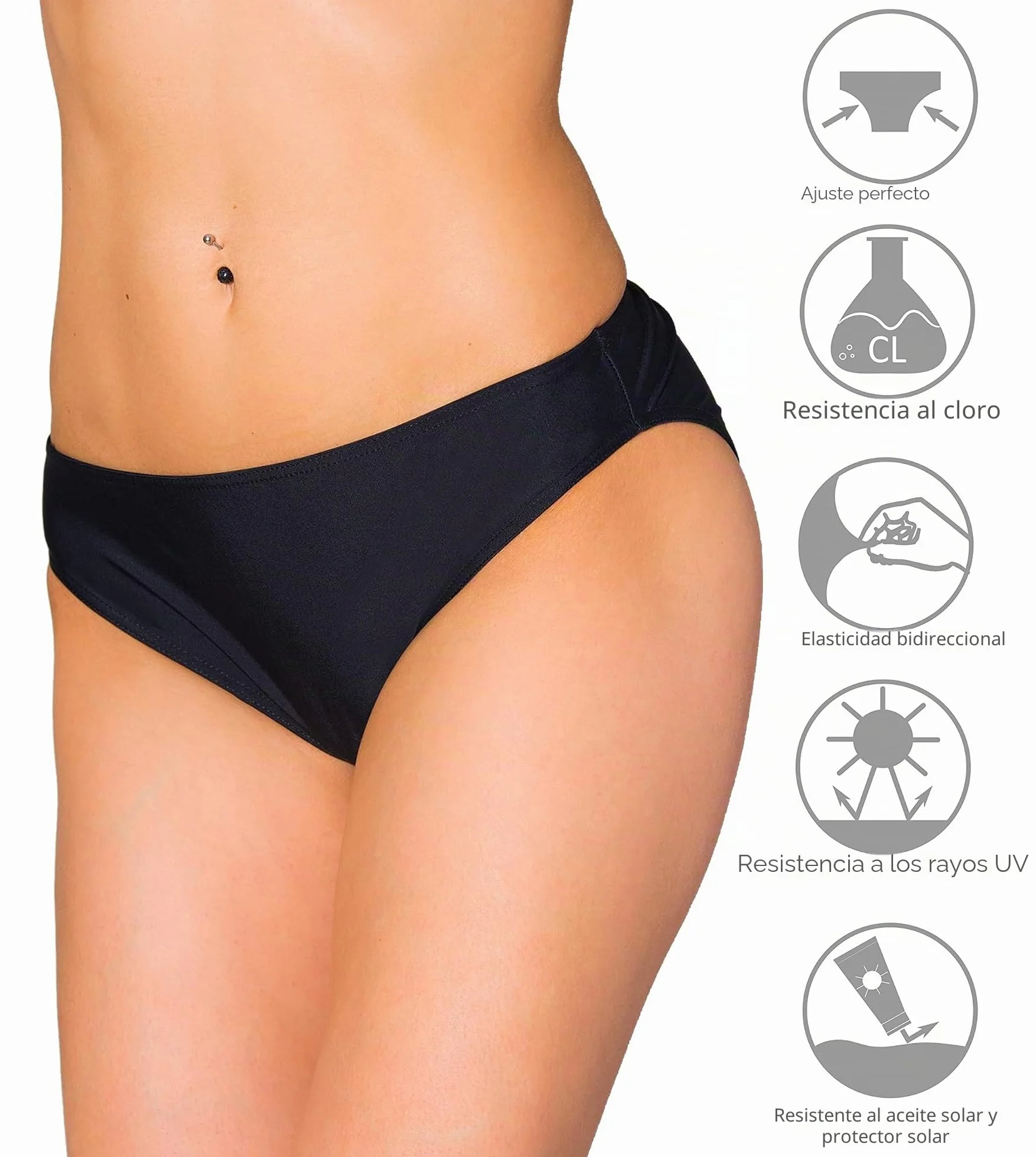 Aquarti Bragas de Bikini Mujer con Cintura Media – Braga Mujer Bikini Clásica en Colores Lisos