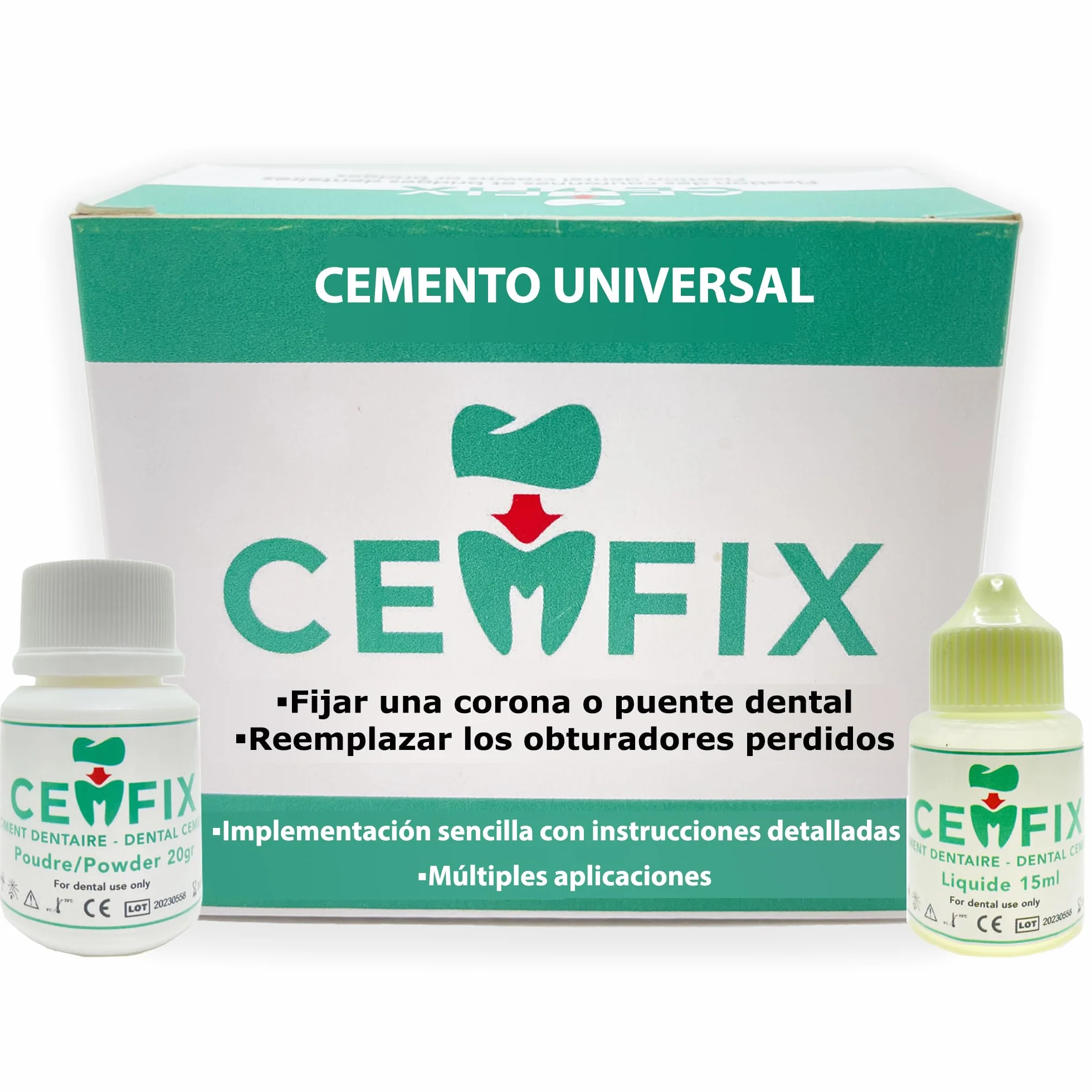Kit de fijación para corona, puente y caries