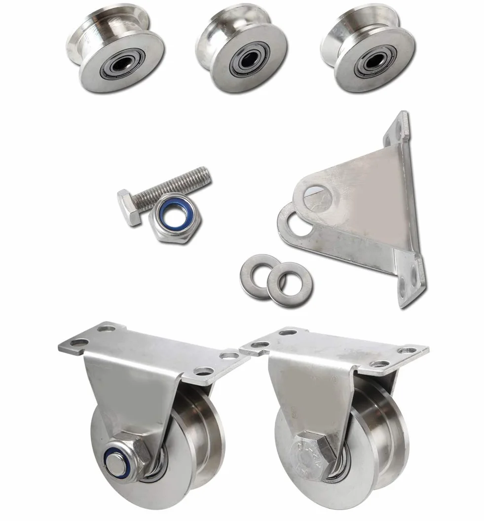 Rodamientos de rueda de acero inoxidable 304, 2 pulgadas, para puerta corredera, ranura en U, capacidad de carga 660