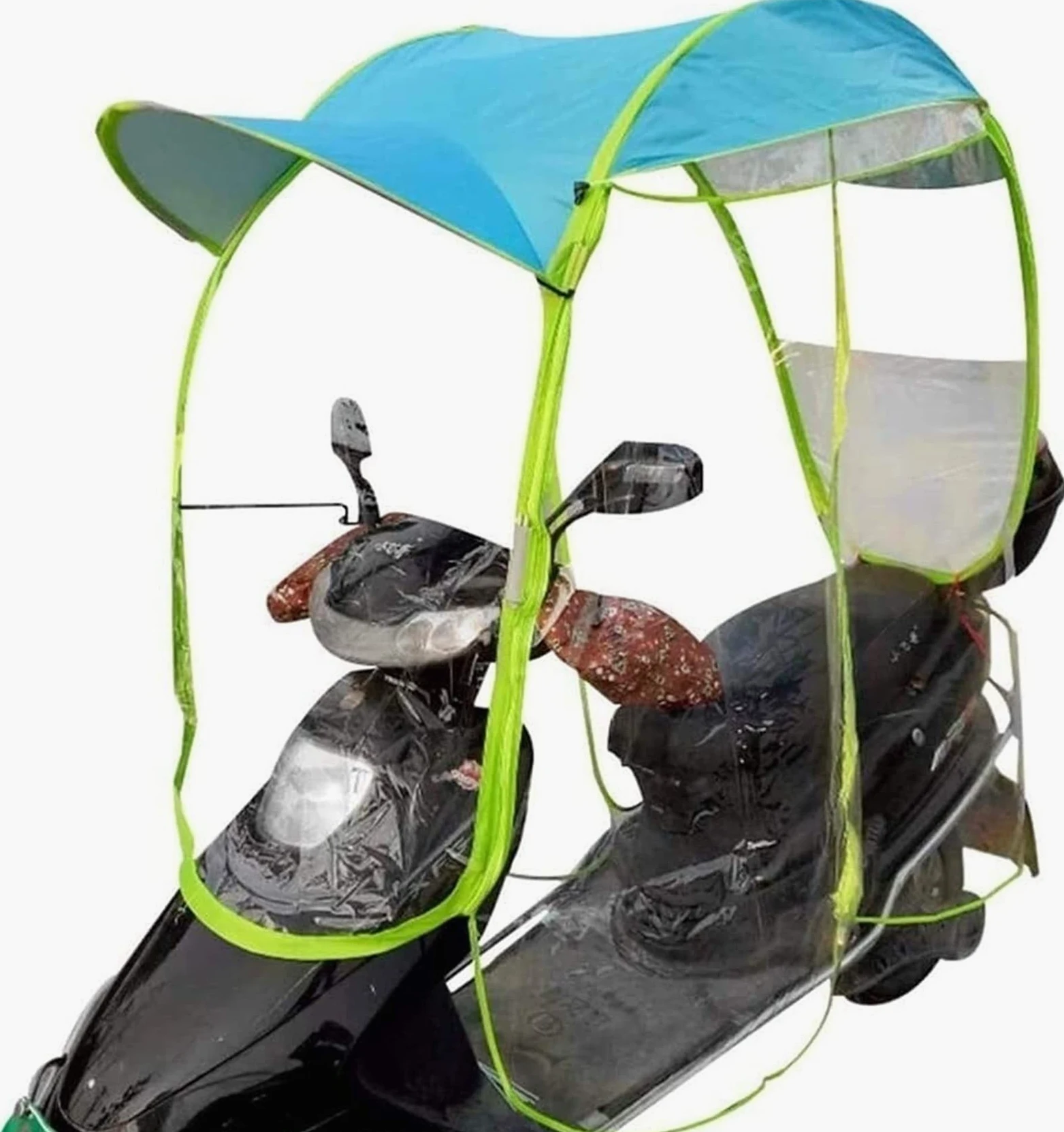 Cubierta Universal para Parasol de Motocicleta eléctrica, Paraguas para Scooter de Motor Completamente Cerrado, Parasol de Movilidad y Cubierta para Lluvia Impermeable (Azul)