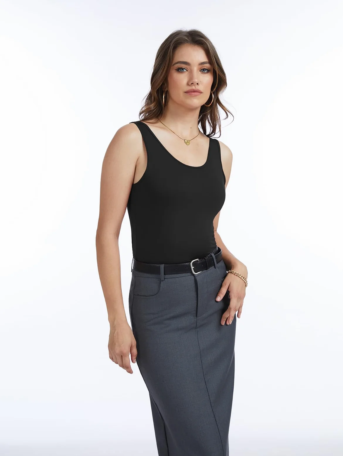 AMVELOP Camiseta básica sin mangas para mujer, camiseta sin mangas, 2-4 unidades
