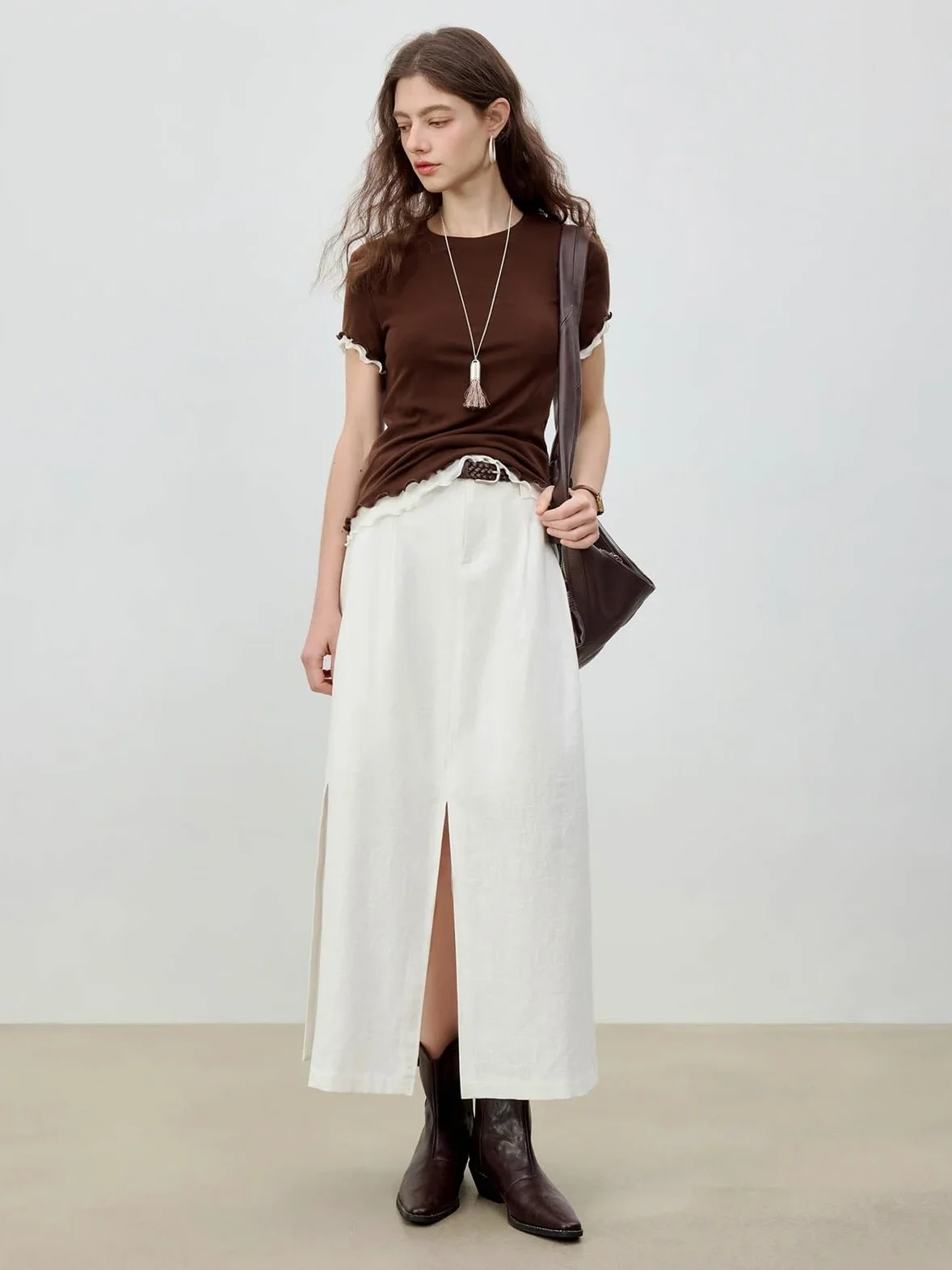 Falda Midi de Lino Verano for Mujer, Dobladillo con Triple ventilación y Estilo Transpirable, Faldas Sueltas Informales Conjuntos de Verano