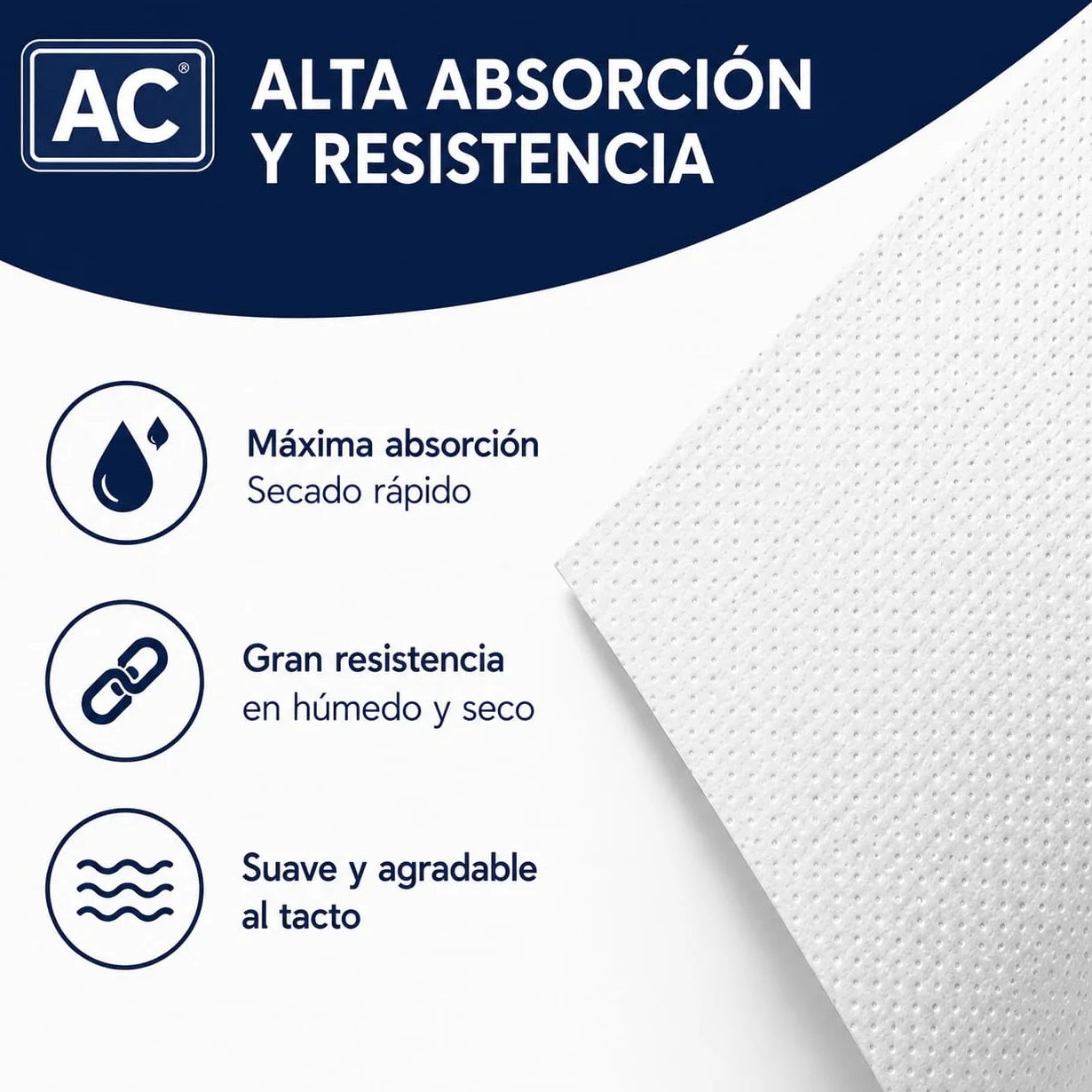 Bobina Papel Secamanos Mecha Laminado Gofrado Doble Capa Pack 6 unidades