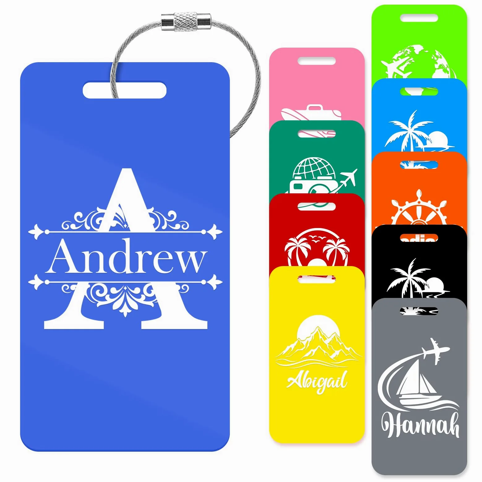 Etiqueta de Equipaje Personalizada, Etiqueta de Nombre AcríLica Personalizada, Adecuada Para Maleta, Mochila, Maleta, Bolsa de Viaje, con Anillo de Acero Inoxidable, Regalo de Viaje Para éL/Ella