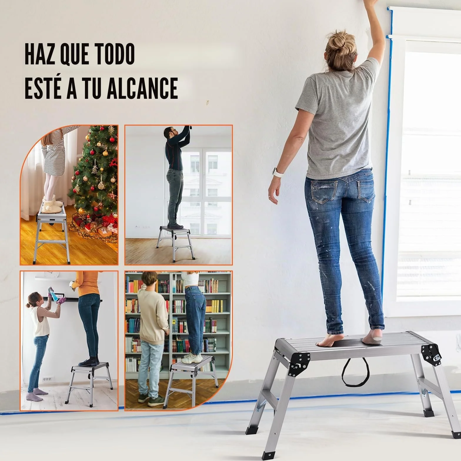 VEVOR Plataforma de Trabajo Plegable 150 kg 76 x 30 x 50,8 cm Aluminio Antideslizante