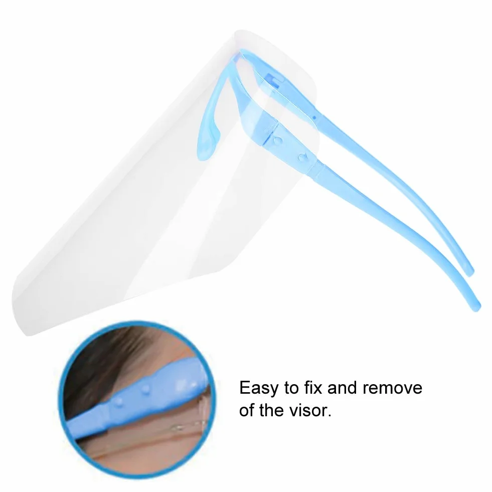 Protector Facial Reutilizable con Visera Antivaho, 10 Piezas, Azul