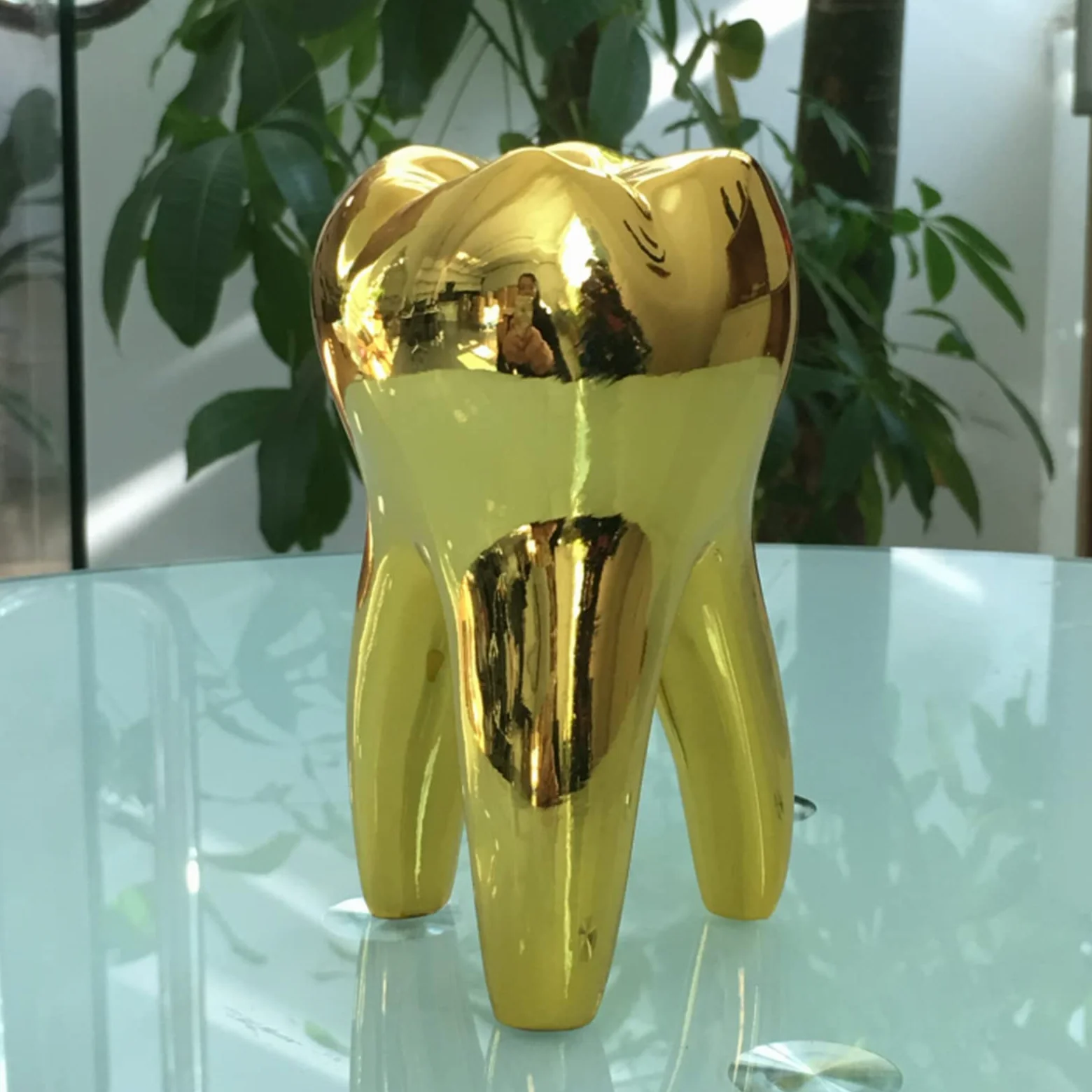 Adorno personalizado de resina con dientes dorados, decoración única de estatua dental para dentista, higienista dental, asistente dental