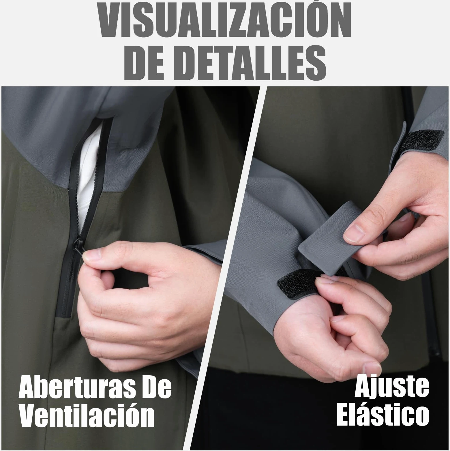 WORK IDEA Chaqueta 3 en 1 para hombre, resistente al agua (columna de agua de 10000 mm), transpirable, resistente al viento con capucha y forro polar interior, chaqueta funcional para senderismo