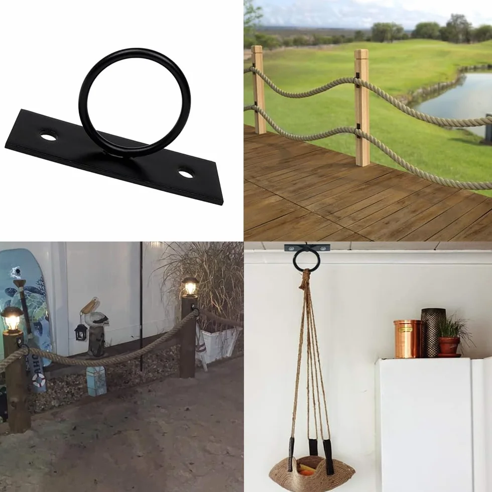 SEIWEI Kit de soporte de valla de cuerda de acero inoxidable con tornillos y casquillo (5 piezas)