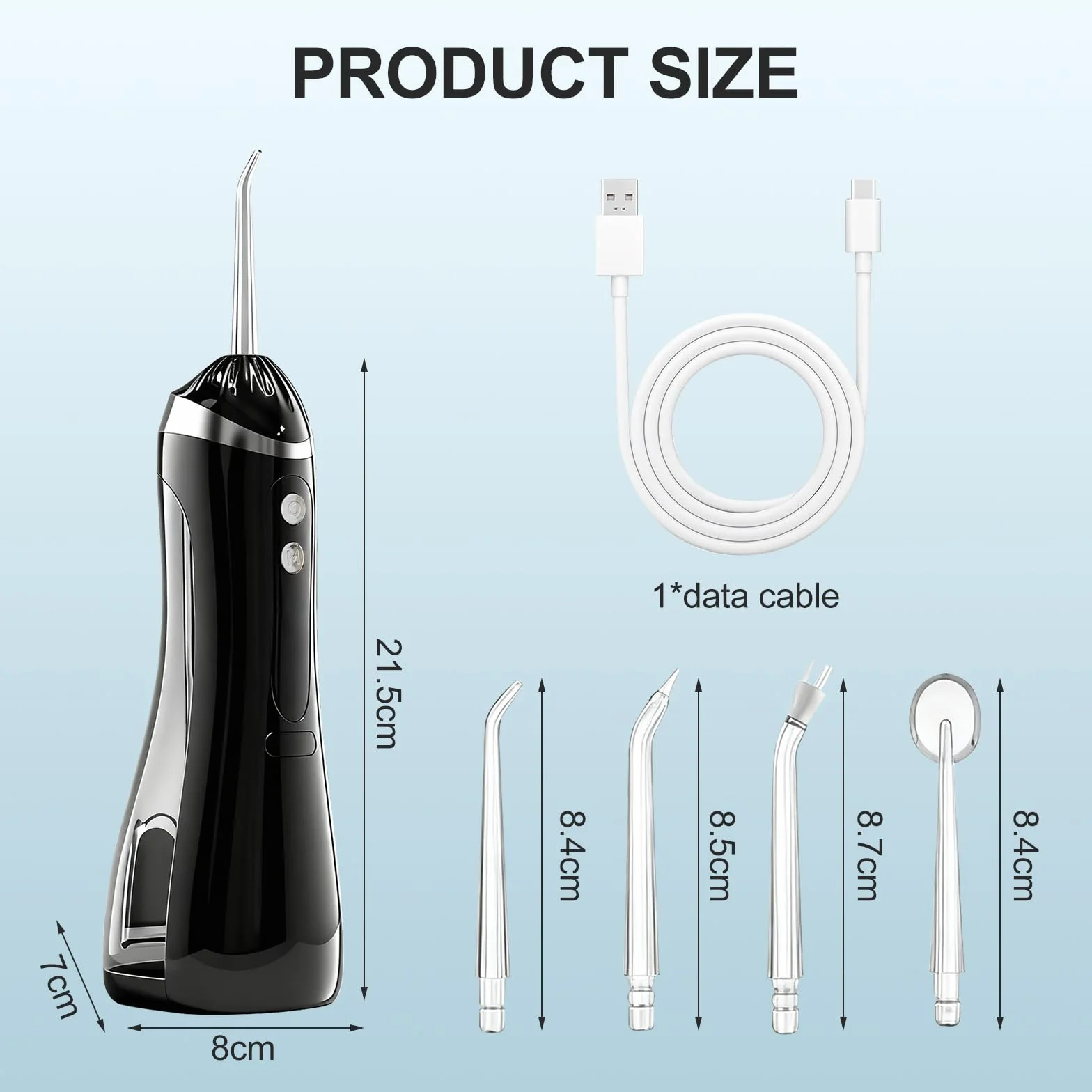 Irrigador Dental Portátil 200ML Inalámbrico IPX7 Impermeable Sin BPA USB-C Recargable Water Flosser