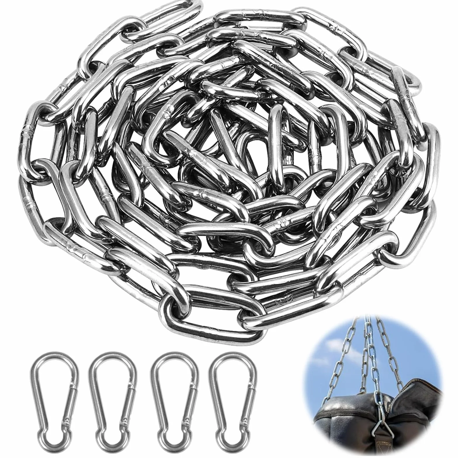 Cadena de Acero Inoxidable 3mm 2m con Mosquetón