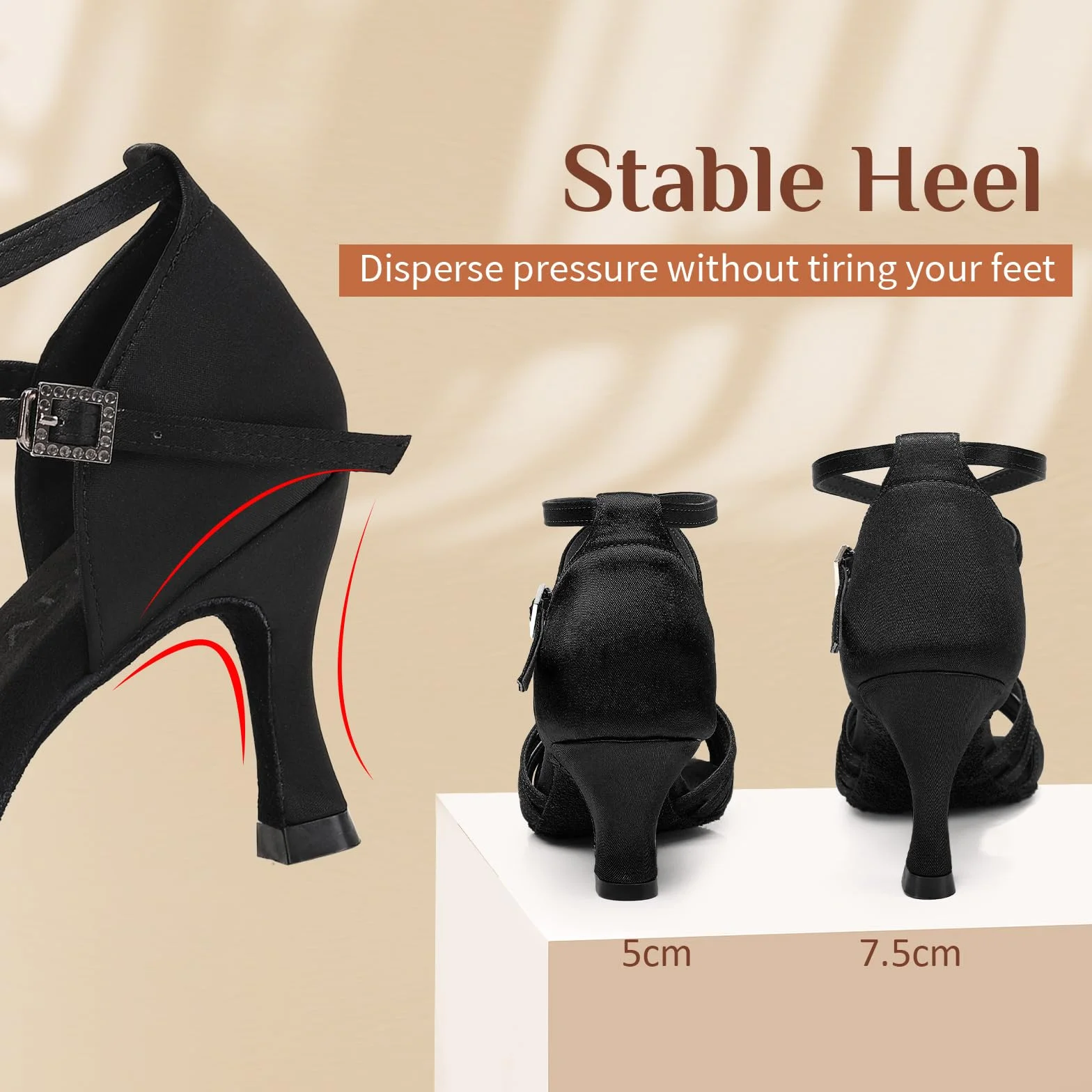Zapatos de Baile Latino Mujer Satin Profesional Salsa Tango 7.5cm Tacón Modelo L3049