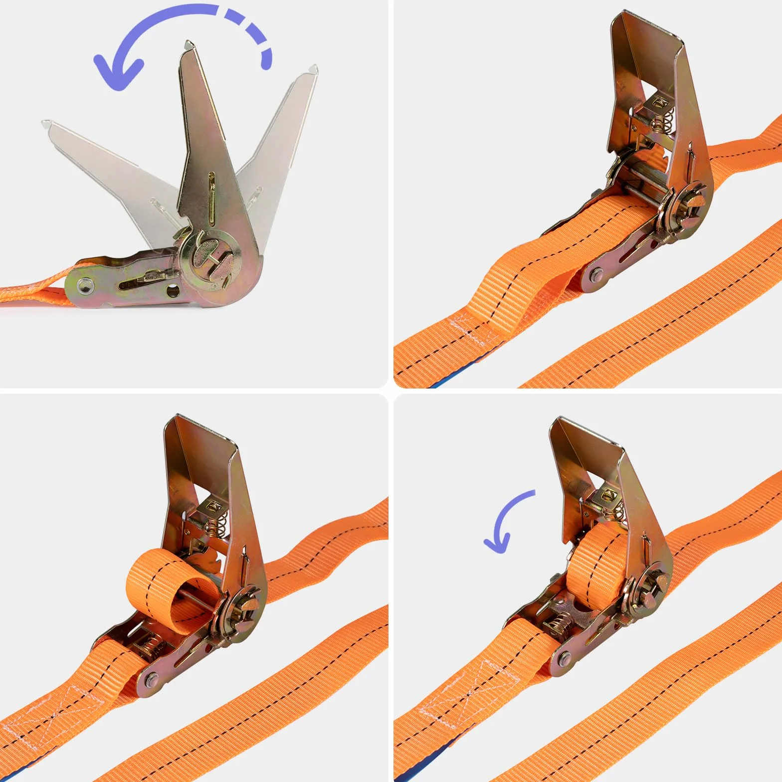 Correas tensoras con carraca 4 m robustas para transporte materiales motocicletas bicicletas mudanzas paquetes equipaje camping 2 unidades