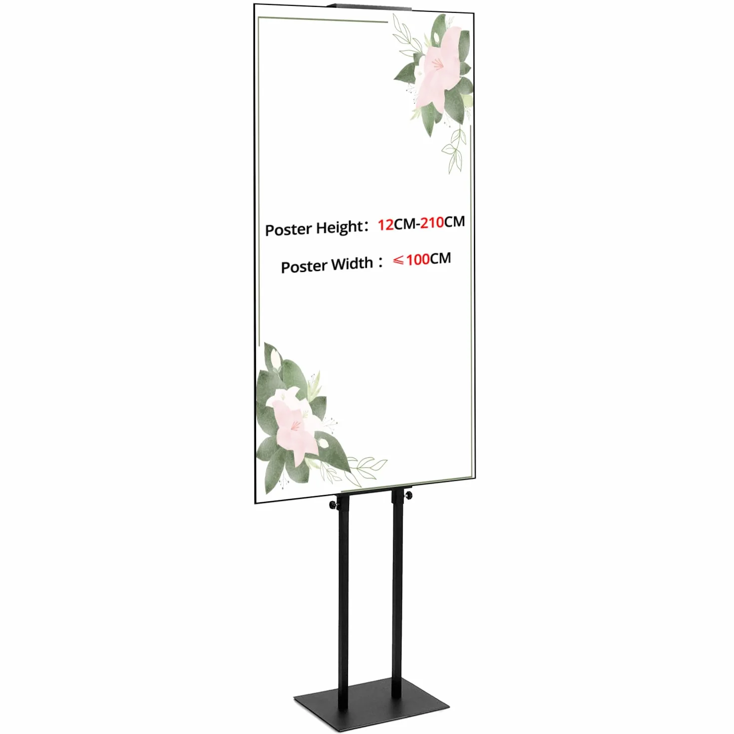 QWORK Juego de 2 Soportes para Carteles de Doble Cara, Altura Ajustable 12-210 cm, Base 24x30 cm