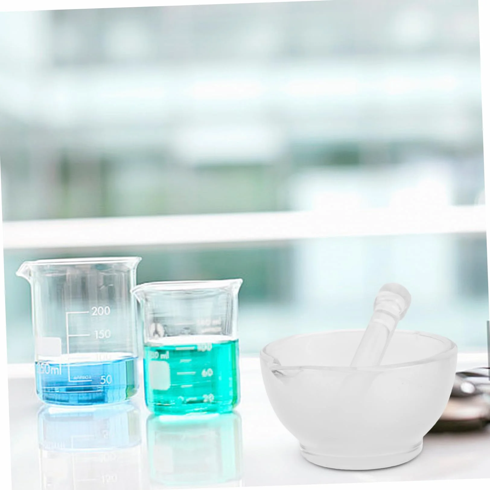 SOLUSTRE Mortero de Vidrio 90 mm para Laboratorio, Recipiente Resistente a Altas Temperaturas para Molienda y Mezcla