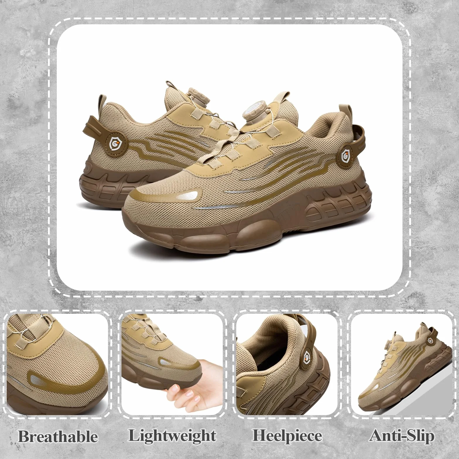 Zapatos de Seguridad con Puntera de Acero Transpirable Ligero Liberación Rápida 36-46 EU