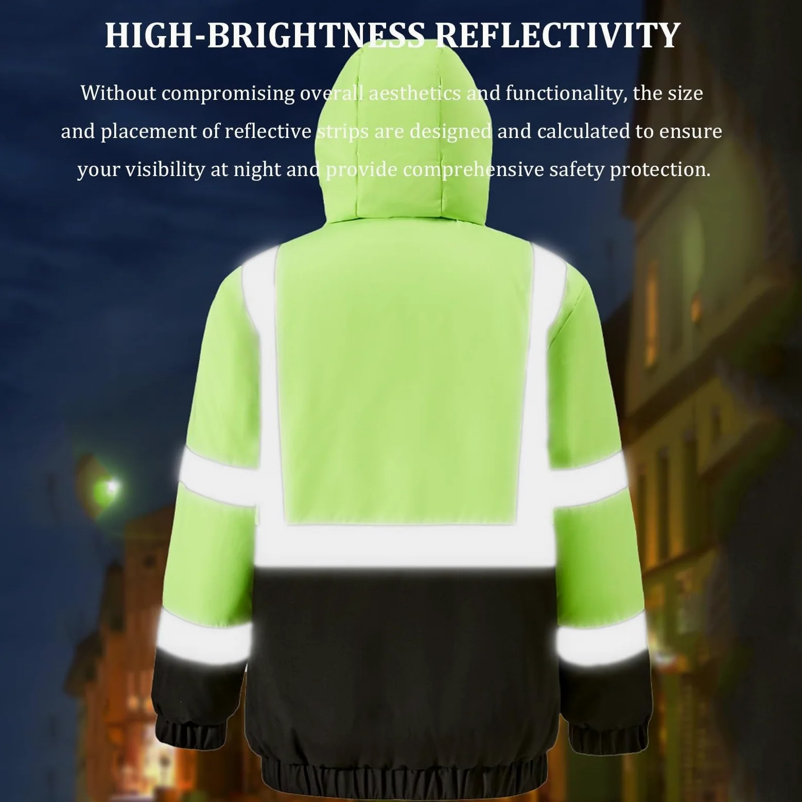 Sudadera Con Capucha De Seguridad Alta Visibilidad, Chaqueta Térmica Para Hombre Y Mujer, Chaqueta Calefactable Alta Visibilidad, Abrigo Con Capucha Con Calefacción USB, 29 Zonas De Calor(L)