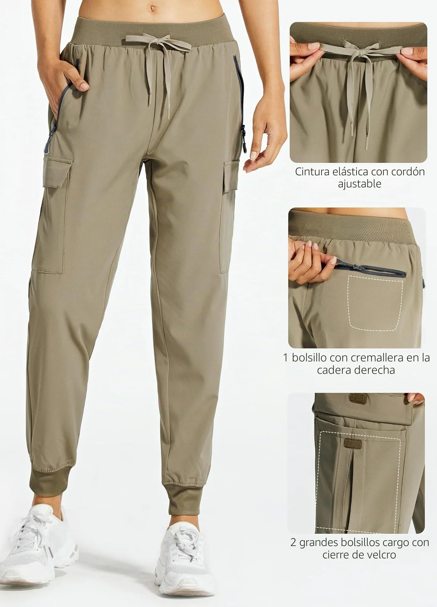 Libin Pantalones Trekking Mujer Pantalón de Cargo Joggers Ligero Secado Rápido Senderismo Pantalones de Montaña Deportivos Entrenamien Casual al Aire Libre