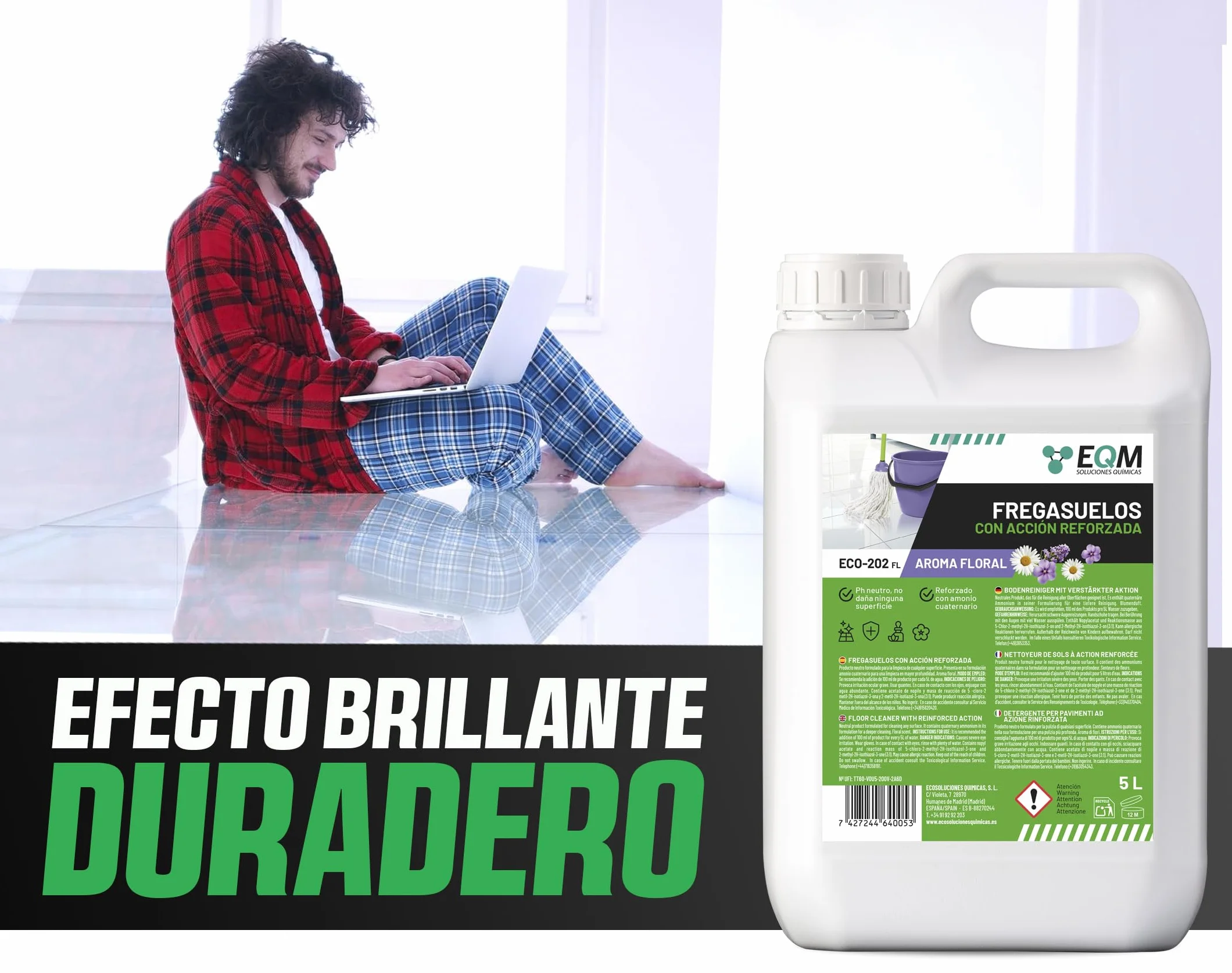 EQM ECO-202 Fregasuelos 5L Desengrasante Desodorizante
