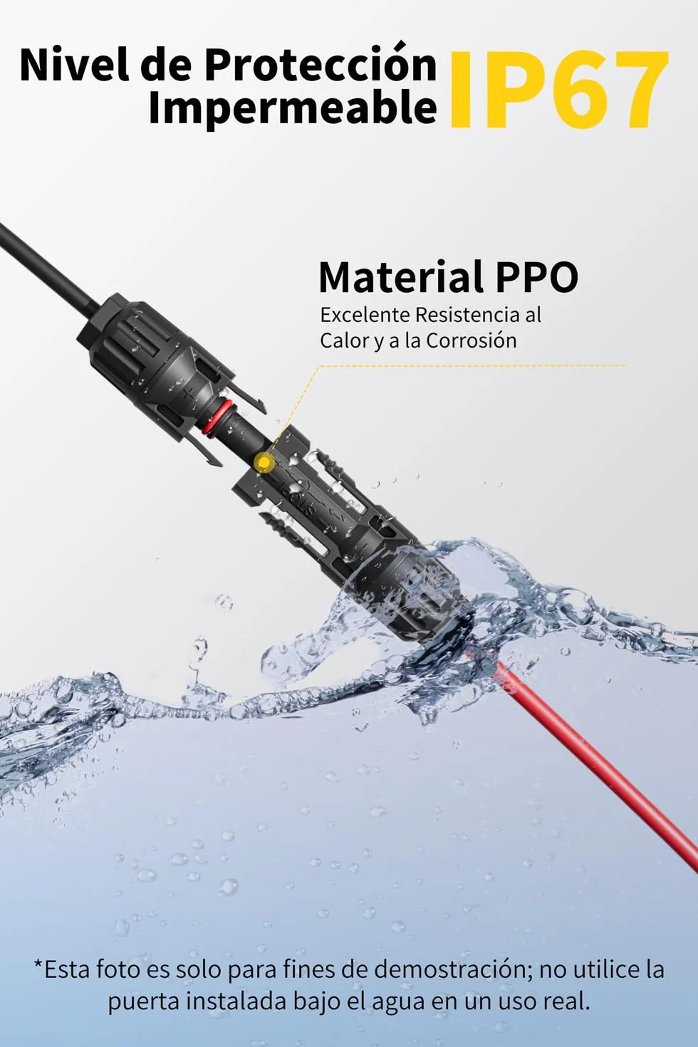 Cable Solar 4mm²/6mm² IP67 Kit Adaptador Fotovoltaico 5M