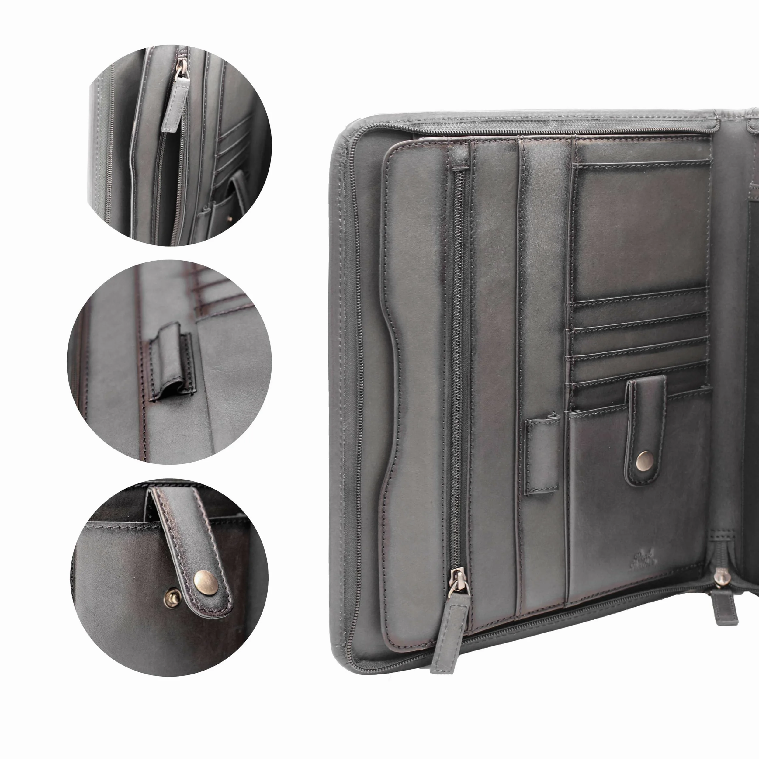 Zerimar – Funda de Portadocumentos Premium en Cuero Genuino – Tamaño 25x32x2