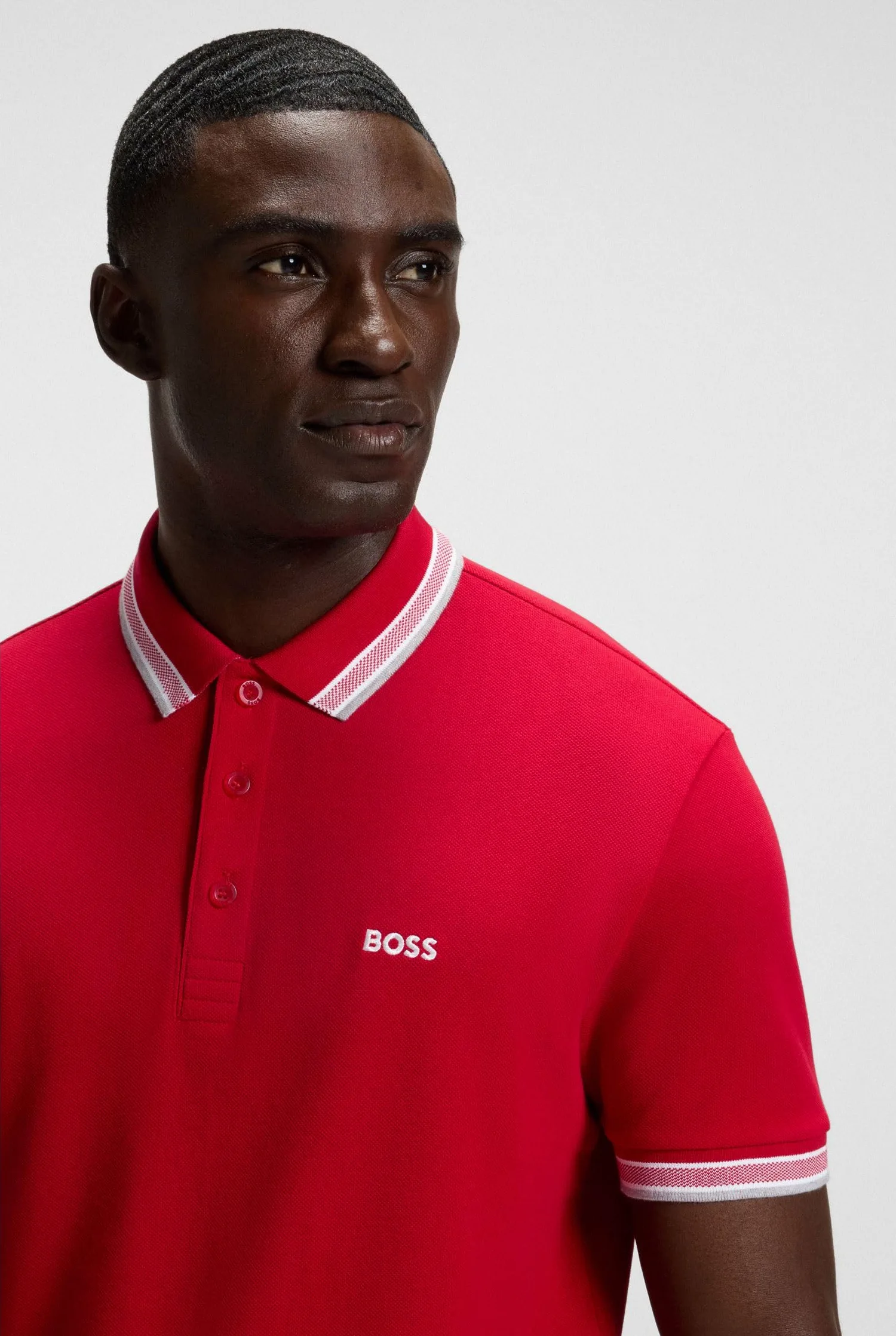 Boss Polo de Piqué de Ajuste Regular con Logotipo Curvado Camisa de Polo Hombre