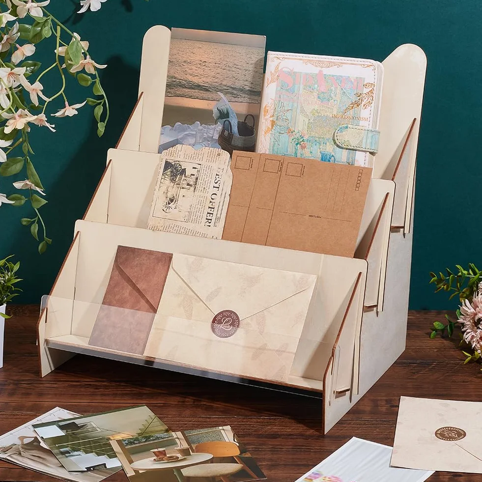 PH PandaHall Expositor de madera para tarjetas de felicitación y pegatinas portátil