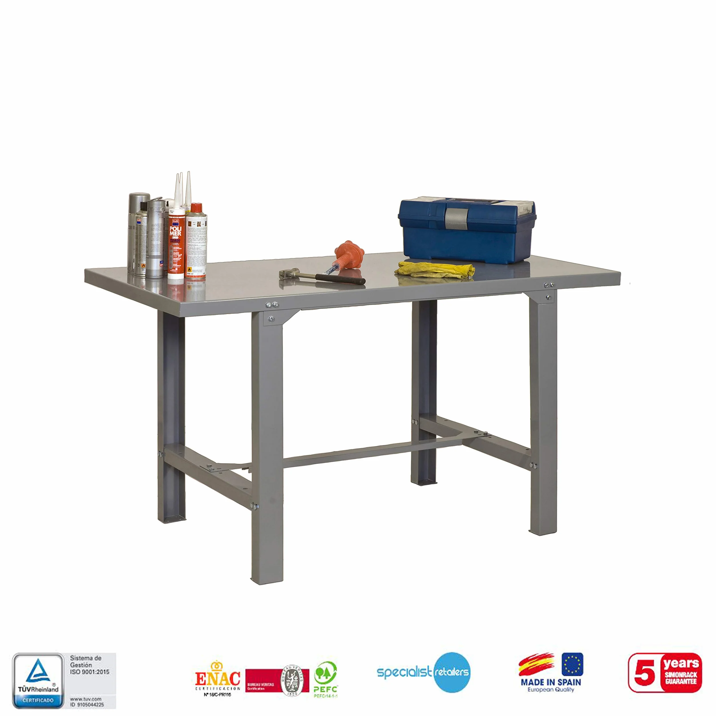 Simon Rack Banco de Trabajo BT6, Capacidad 600 kg, 830x1500x730 mm, Gris