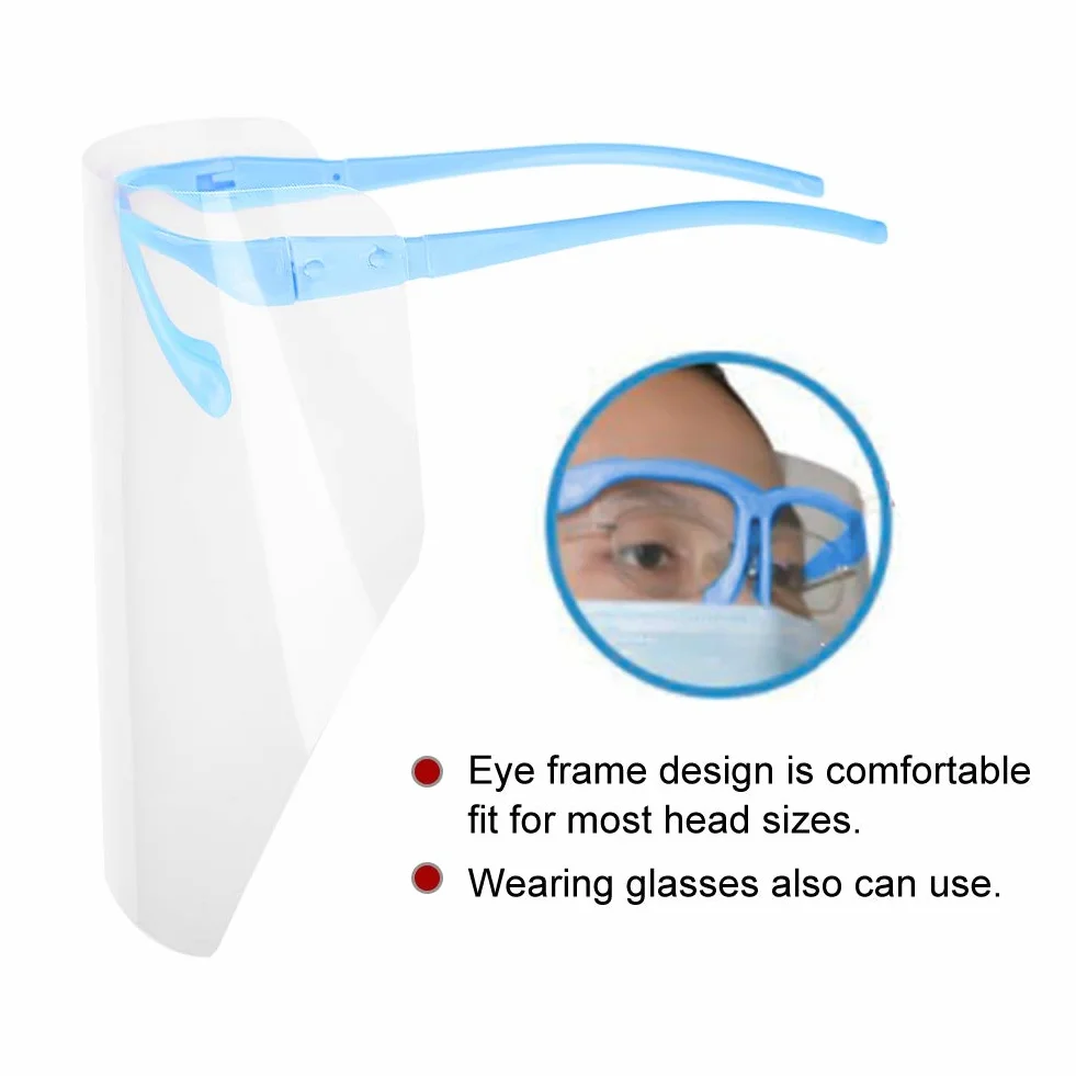 Protector Facial Reutilizable con Visera Antivaho, 10 Piezas, Azul