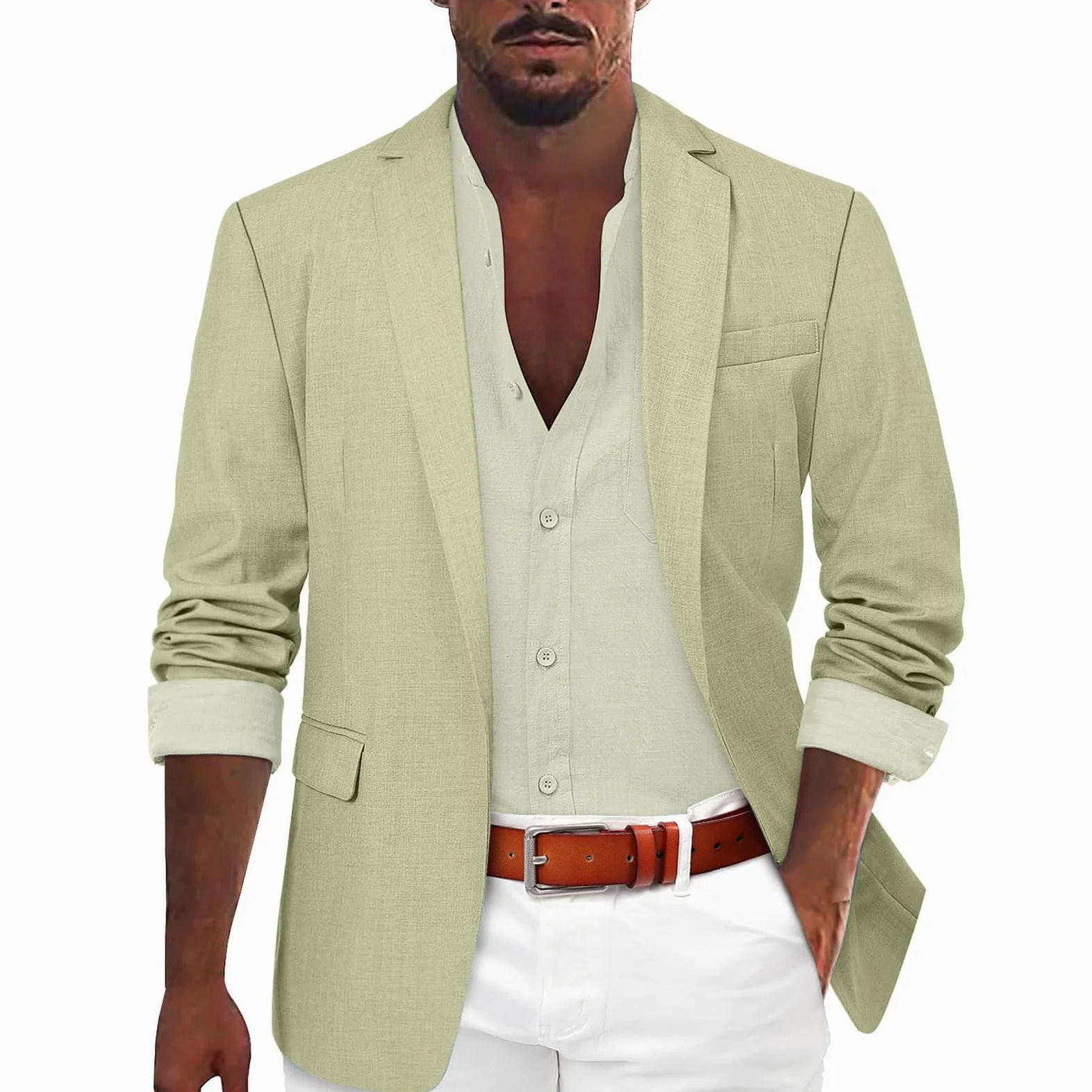 Genérico Americana Hombre Casual, Chaqueta Deportiva Informal para Hombre, Elegante Blazer De Un Botón, Chaqueta Ligera De Ocio con Bolsillo, Corte Entallado Liso, M