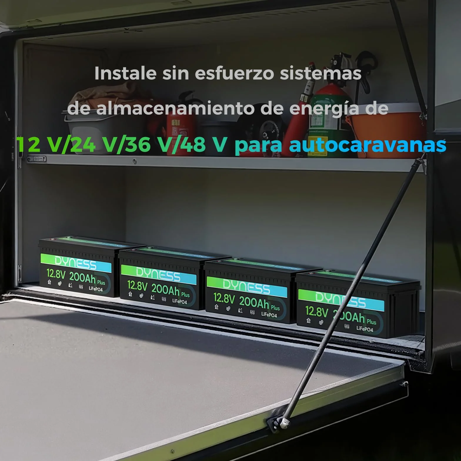 Dyness LiFePO4 Batería de Litio 12V 200Ah 2560Wh BMS 200A Ciclo Profundo Marina RV Solar