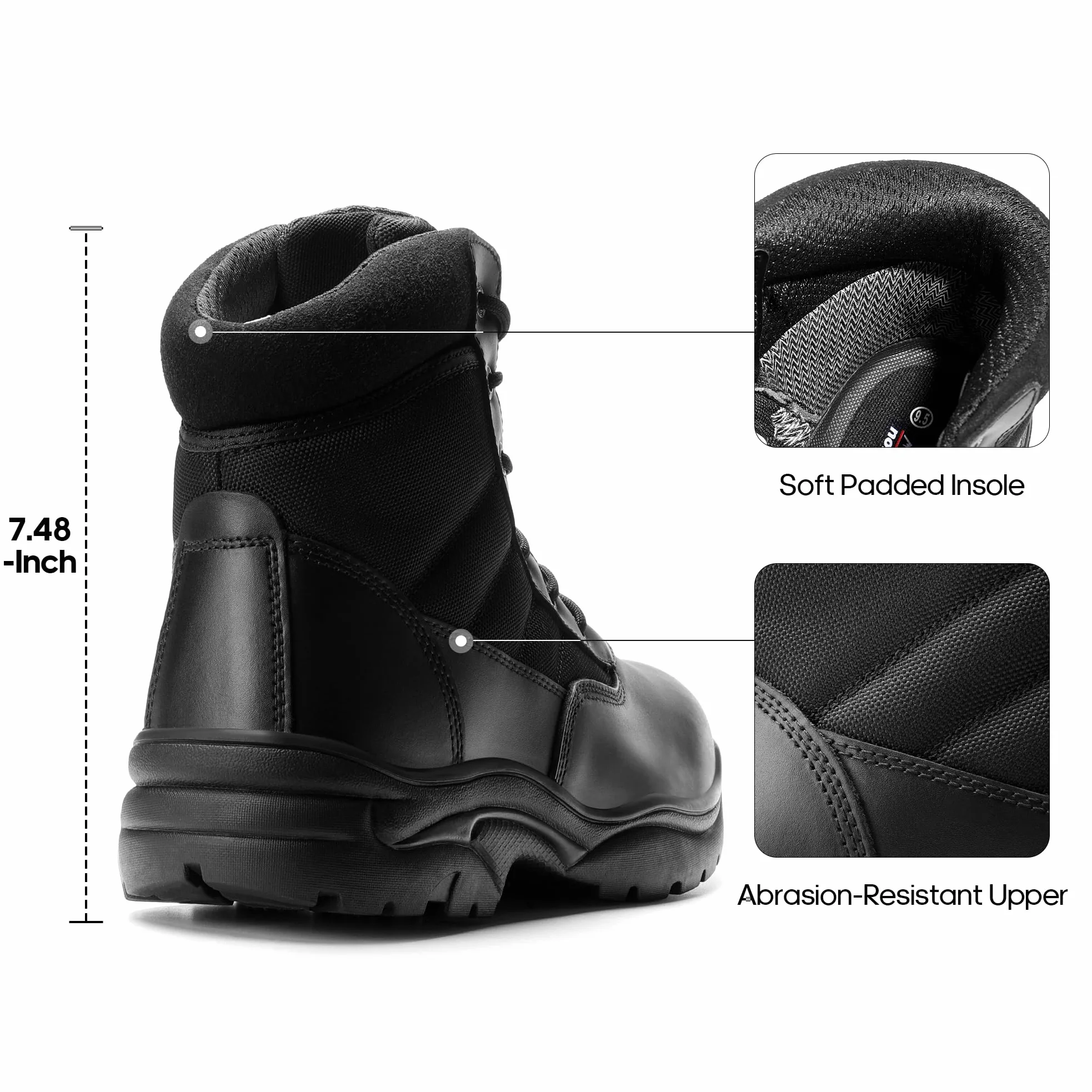 NORTIV 8 Botas de Trabajo Tácticas Militares Impermeable para Hombre Botas de Combate de Motocicleta Policiales con Plantilla Acolchada