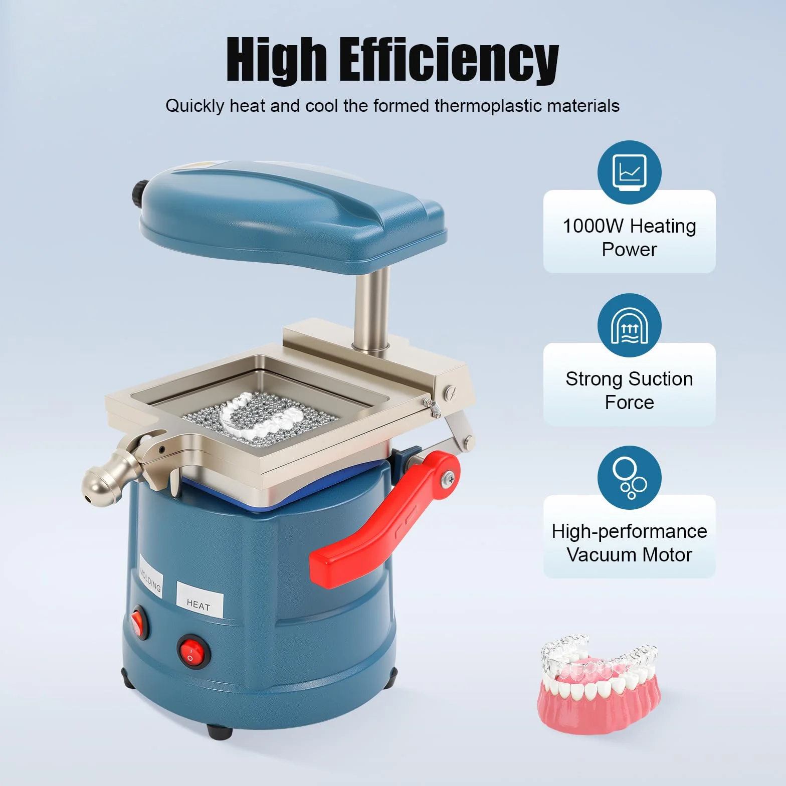 Máquina de moldeo al vacío dental termoformadora 600W 220V compatible con termoplásticos dentales