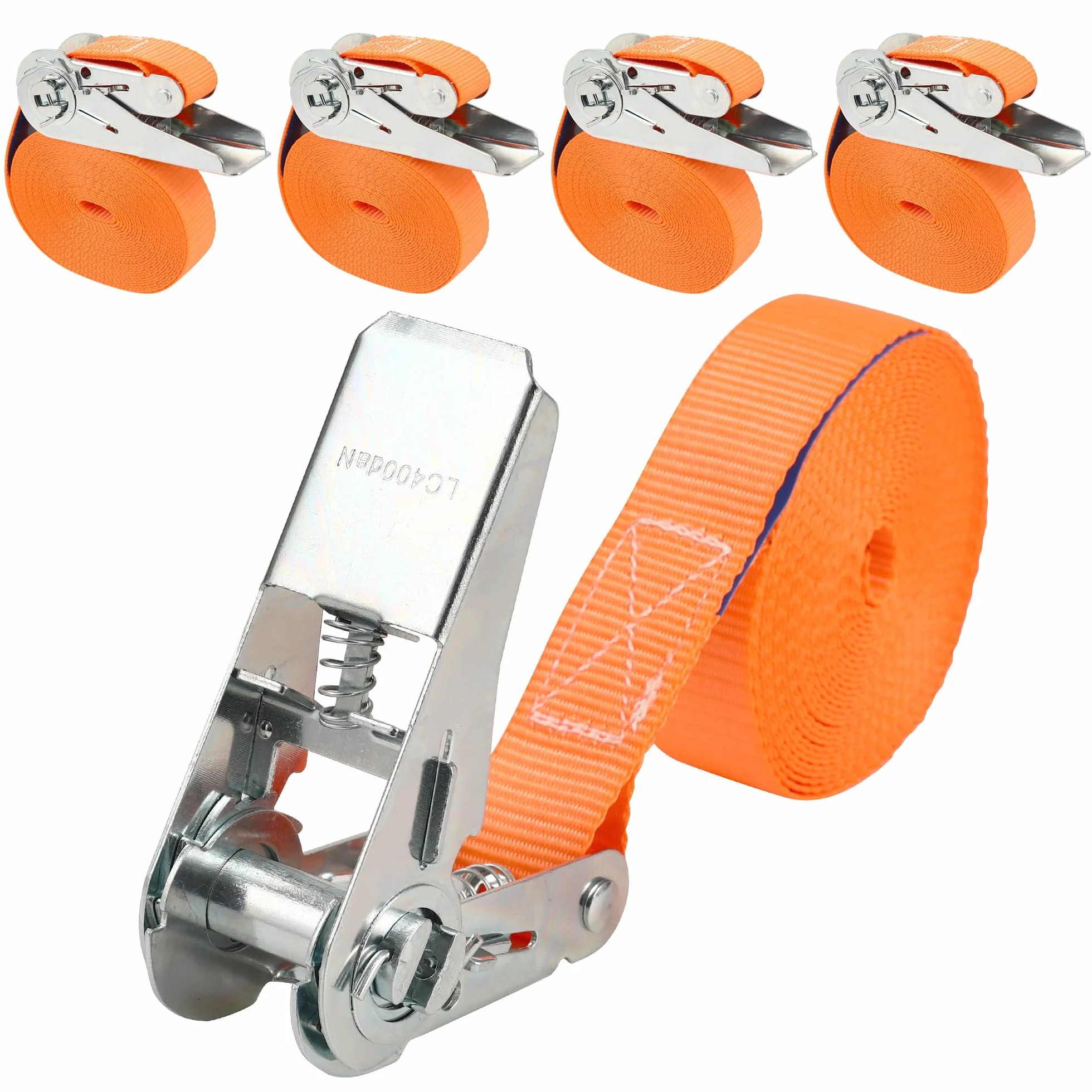Cinchas De Amarre 800 kg Correas Tensoras de Trinquete 25 mm x 5 m Según DIN EN 12195-2