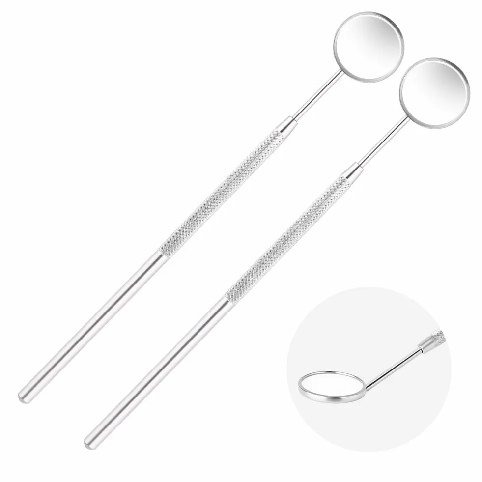 AOOWU Espejo Dental de Acero Inoxidable, 2 PCS, Curvatura 45 Grados, Anti-Vaho para Inspección Bucal