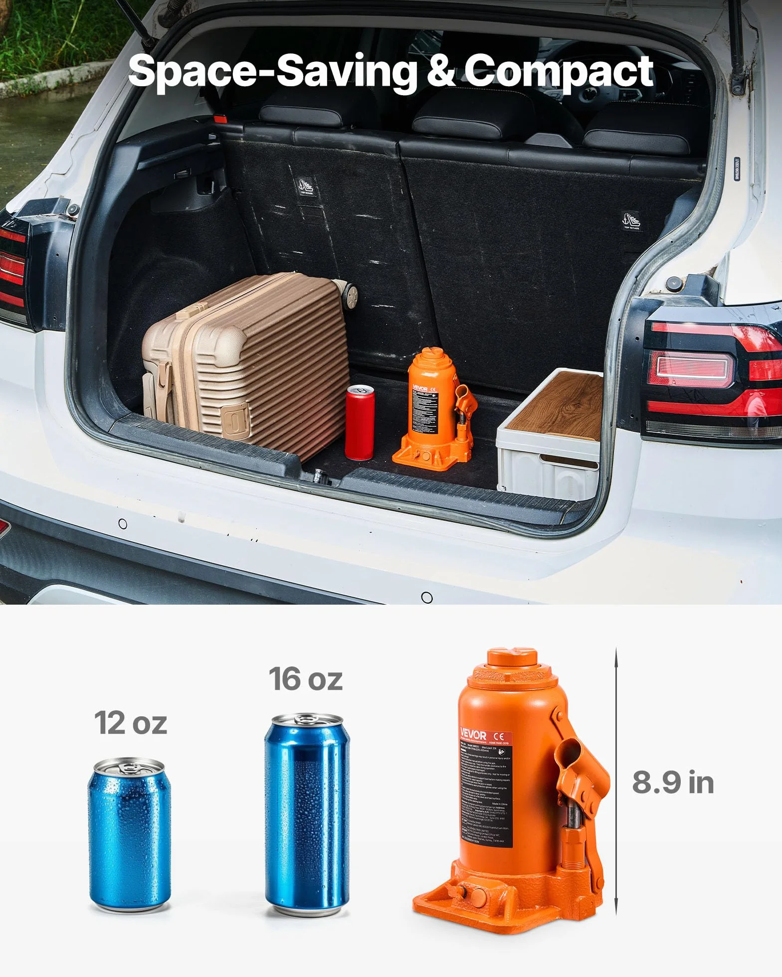 VEVOR Gato Hidráulico de Suelo 20 T, Elevación 225-435 mm, para Coches SUV Camionetas