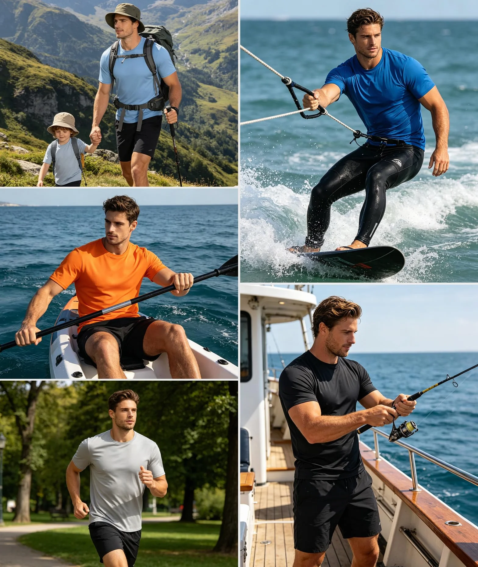 ZITY Rashguard UPF 50+ Manga Corta Hombre Deportes Acuáticos Secado Rápido Transpirable