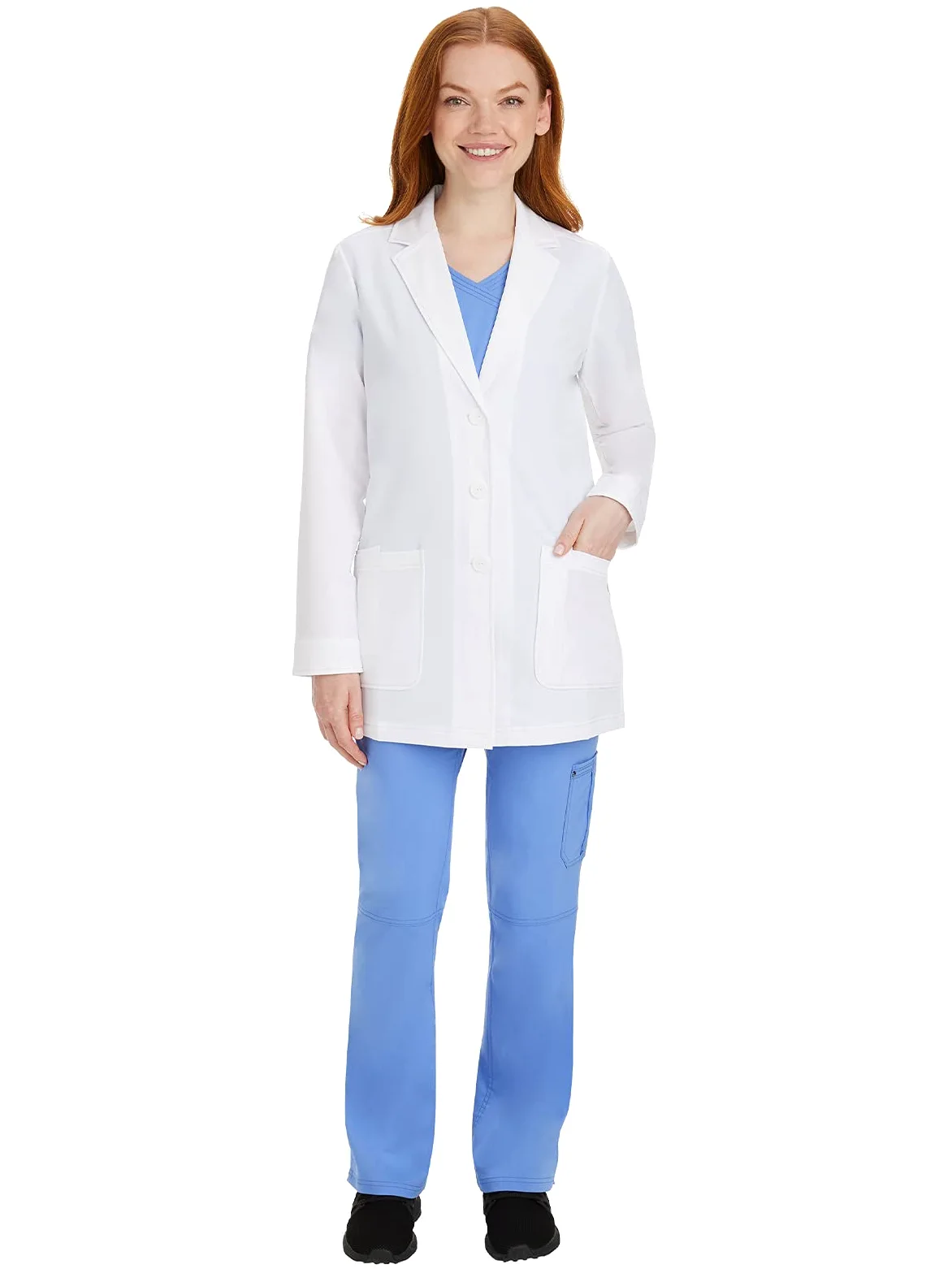 Healing Hands Faith Lab Coat - Abrigo de laboratorio de tres bolsillos de longitud media - Blanco - 2X-Large