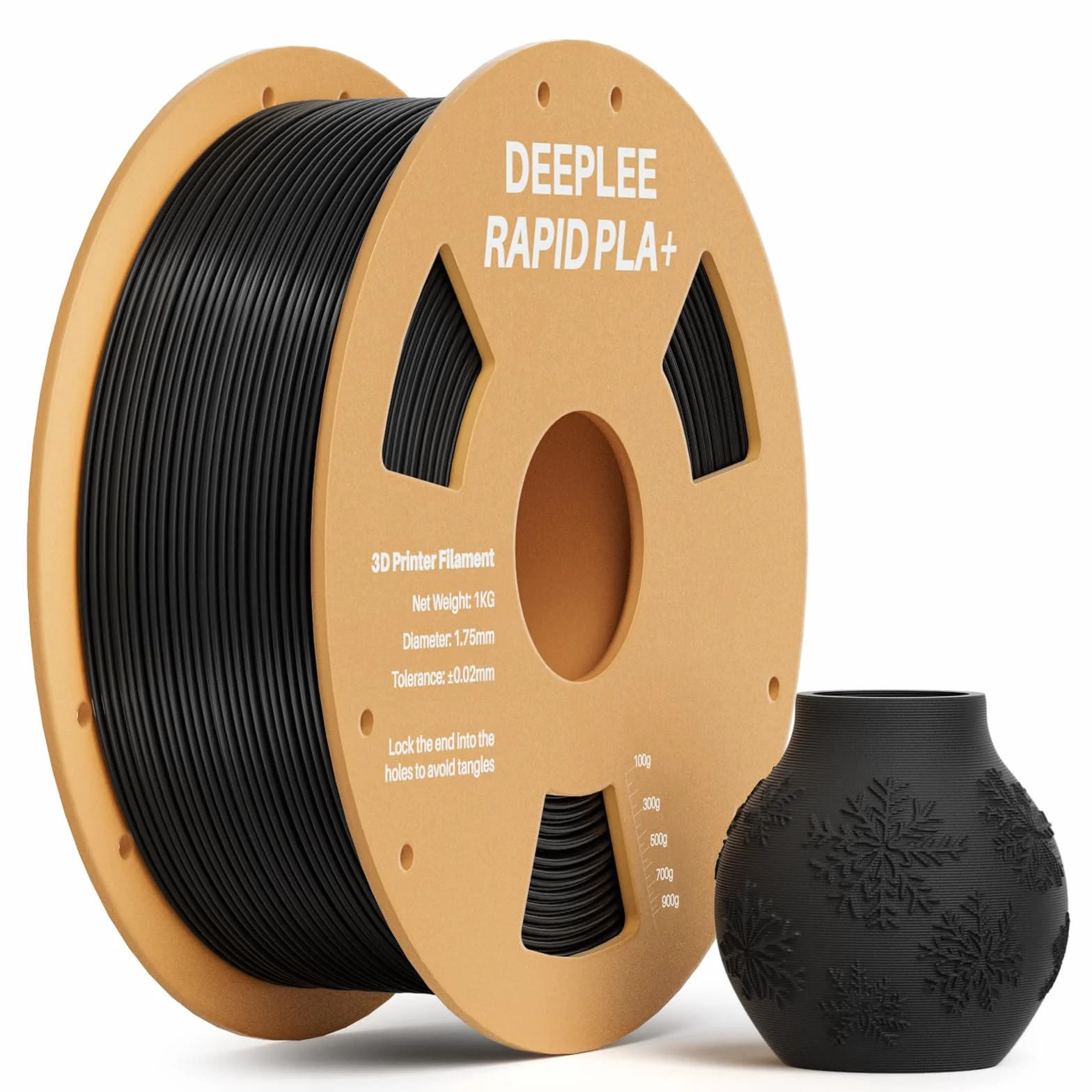 DEEPLEE Filamento PLA+ 1.75 mm 1 kg Negro Alta Velocidad 30-600 mm/s Precisión ±0.02 mm