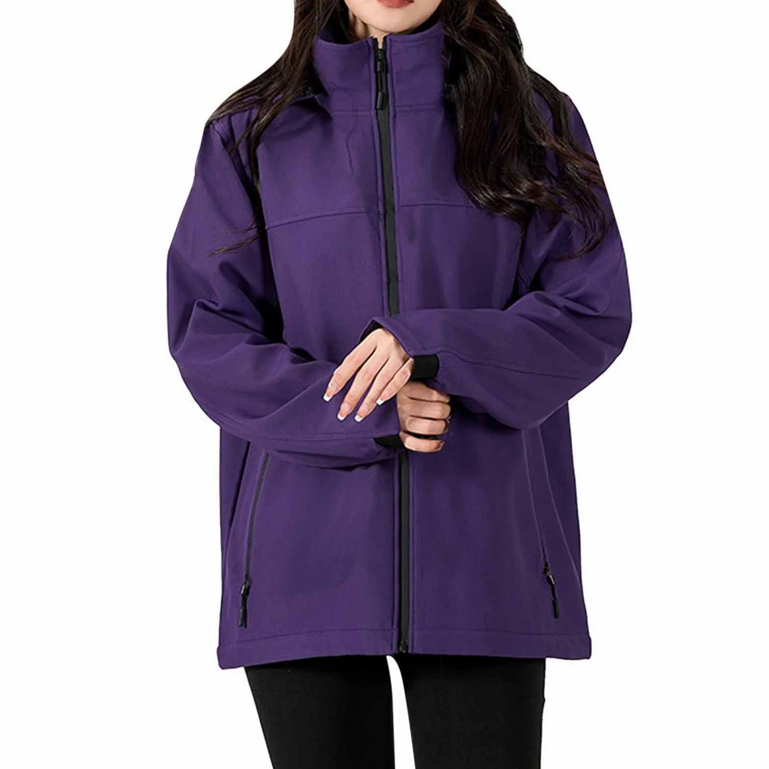 Generisch Chubasquero para mujer, impermeable, transpirable, para exteriores, montañismo, ropa deportiva con capucha, informal, senderismo, chaqueta de lluvia de longitud media, chaqueta cortavientos