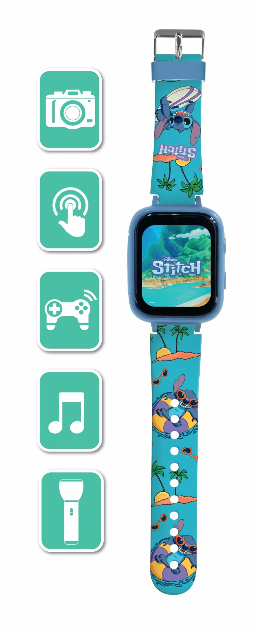Lexibook Reloj con Cámara Selfie Pantalla Táctil HD 720p MP3 Altavoz Podómetro 5 Juegos DMW070