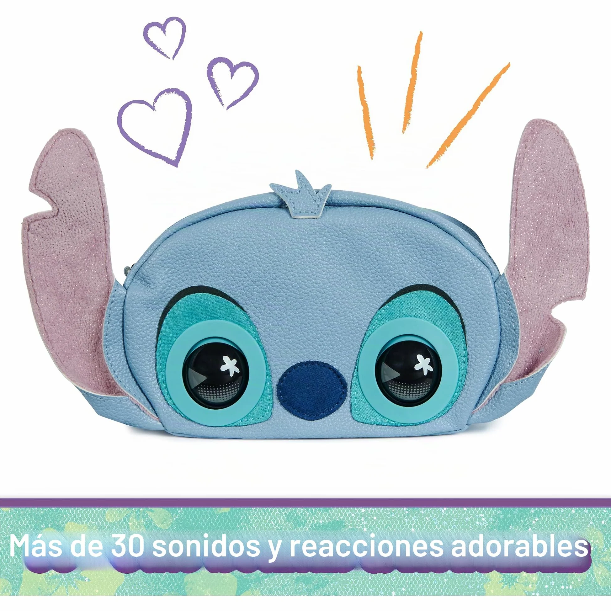Purse Pets, Disney Stitch - Bolso interactivo para mascotas y niñas con licencia oficial, más de 30 sonidos y reacciones, bolsa cruzada, para niños