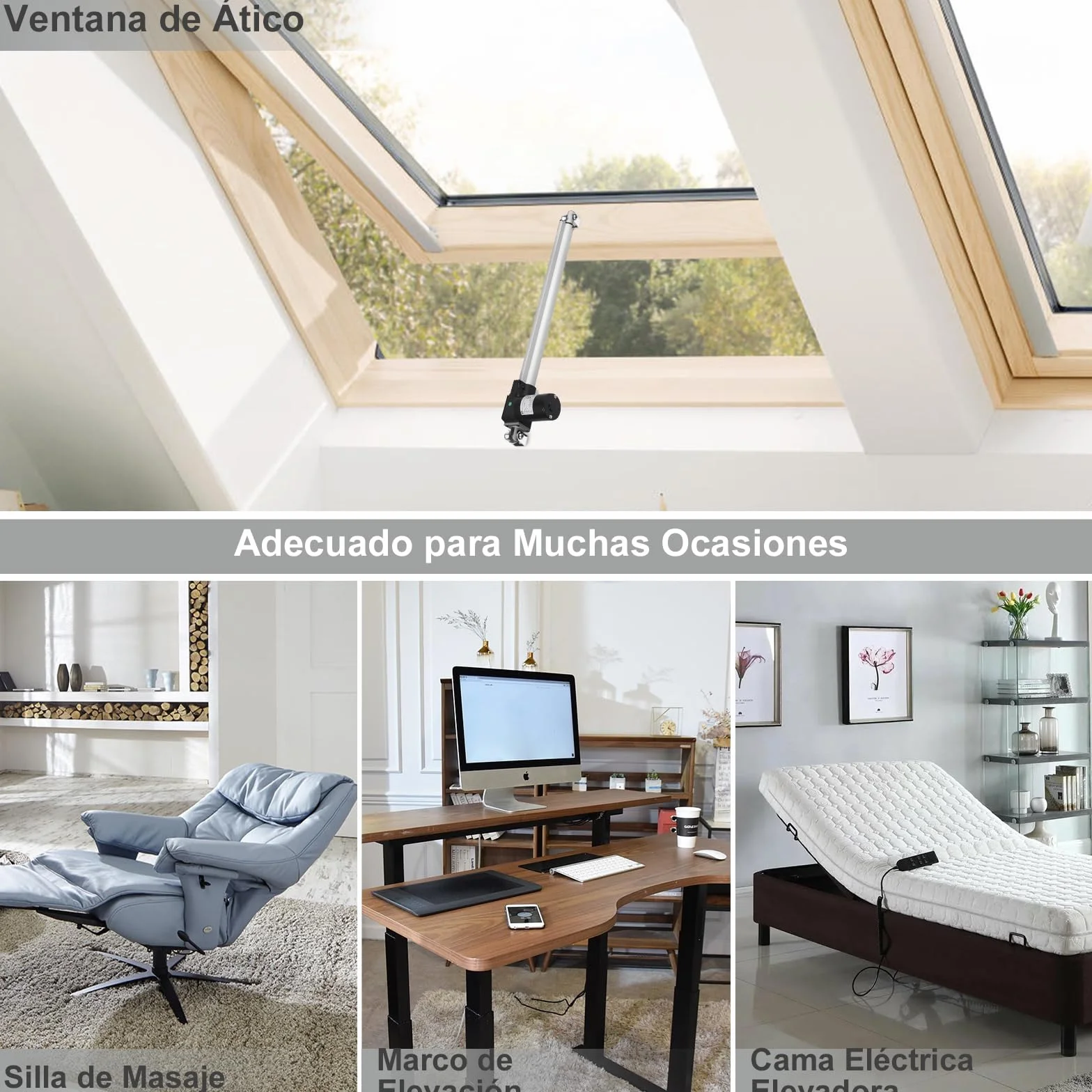 Justech DC 24V Actuador Lineal Motor 6000N 500mm Abridor Eléctrico de Puerta