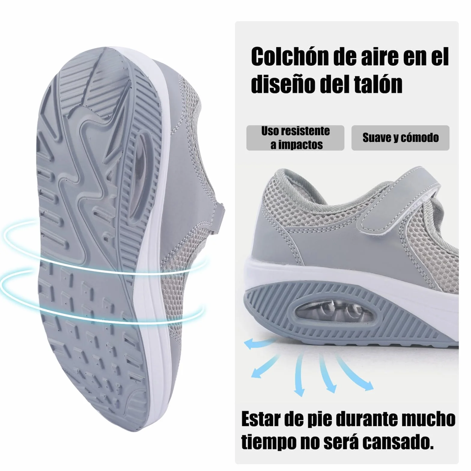 Git-up Zapatos Cómodos para Caminar para Mujeres con Correa Ajustable, Zapatos de Enfermería Casuales de Malla Transpirable Zapatillas Ligeras de Cojín de Aire 1922