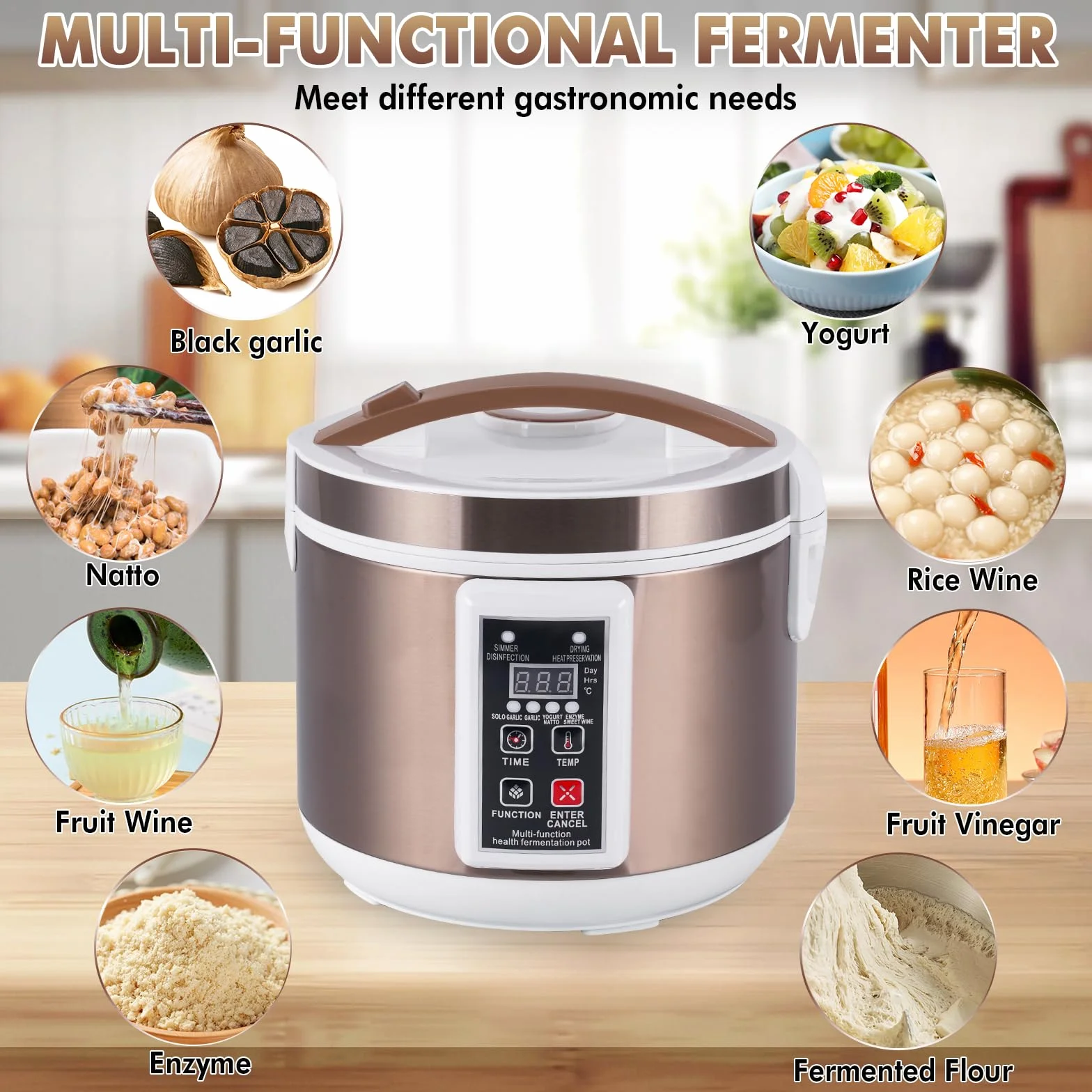 YUCHENGTECH Fermentador de Ajo Negro Automático 6L con Control de Tiempo y Temperatura