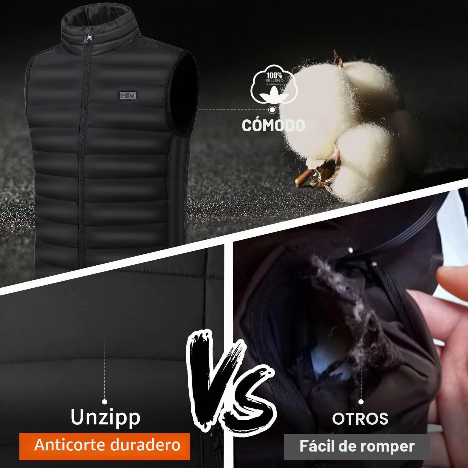 Chaleco Calefactable, Chaleco Calentador Para Hombres Y Mujeres Con Bateria, 3 Temperaturas Ajustables,Lavable Para Calor Interior, Actividades Al Aire Libre